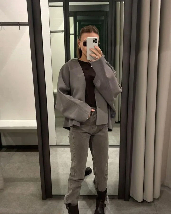 Manteau d'hiver douillet en mélange de laine