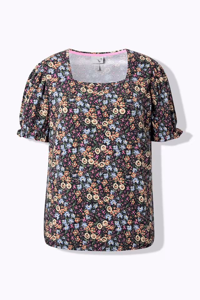 Bird Print Puff Sleeve Tee