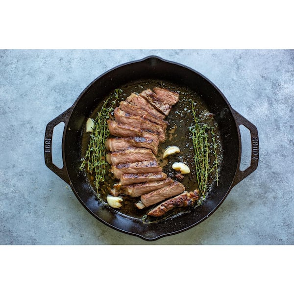12 in Cast Iron Skillet in Black with Dual Handles Image 2