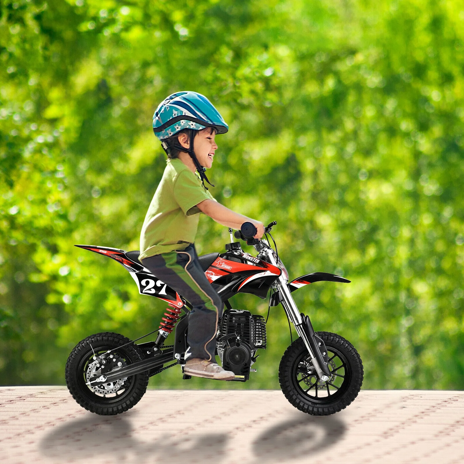 Mini Dirt Bike Gas Powered 4-Stroke 40cc Pocket Pit Bike Brakes Motorcycle for Kids Teens Black(Black) - Image 6
