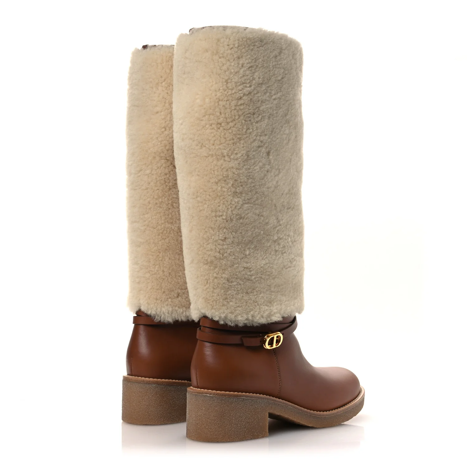 Calfskin Shearling D-Furious Boots 40.5 Dark Tan