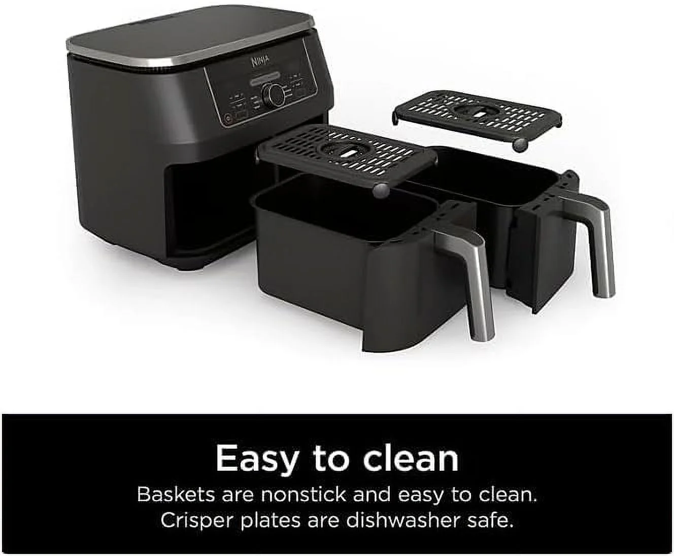 Ninja Foodi 8 Qt 2 - Basket Air Fryer, Black - Dualzone Technology, Smart Finish