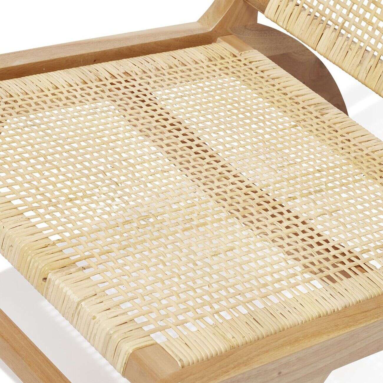 Fauteuil Nidam bois d'acajou et rotin naturel L54xP77xH71 cm