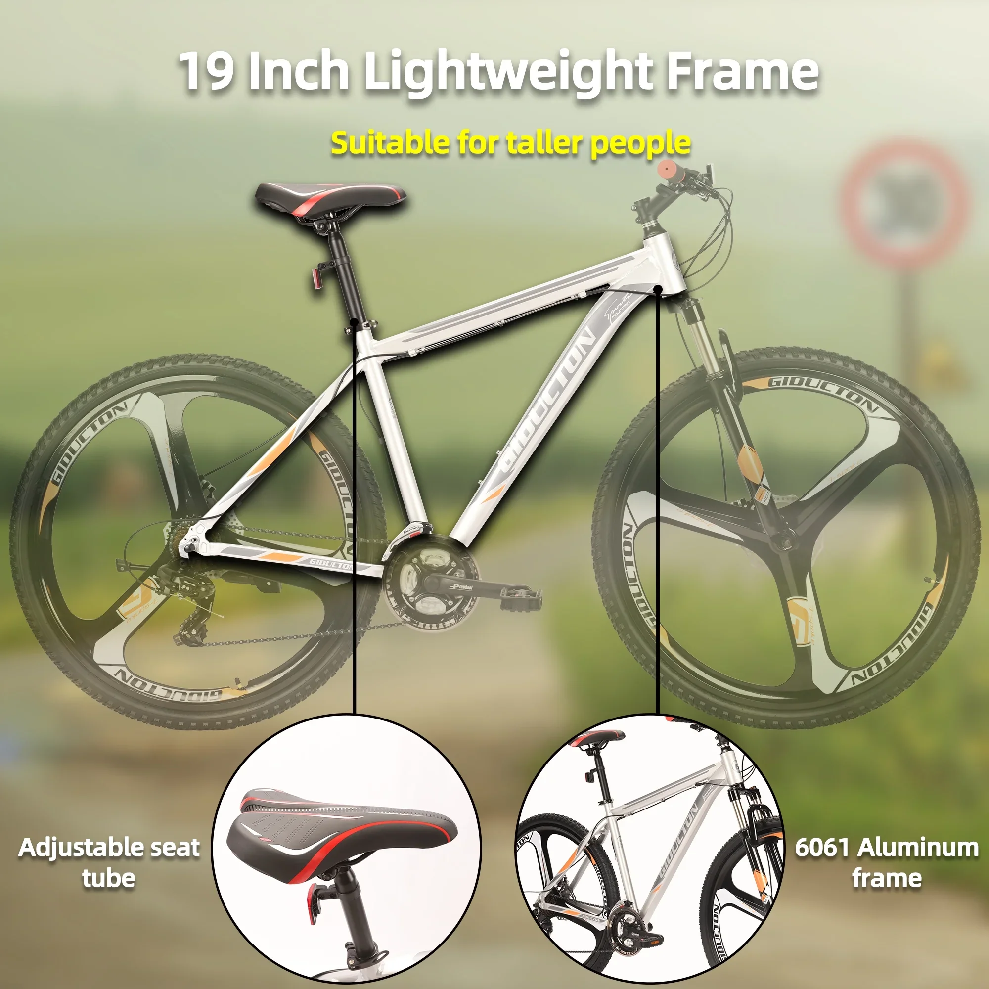Mens Mountain Bike, Eurobike X9 Mountain Bike 29 inch, 19 inch Aluminum Frame, Bikes for Men 29er, Mens Bicycle 3-Spoke Silver