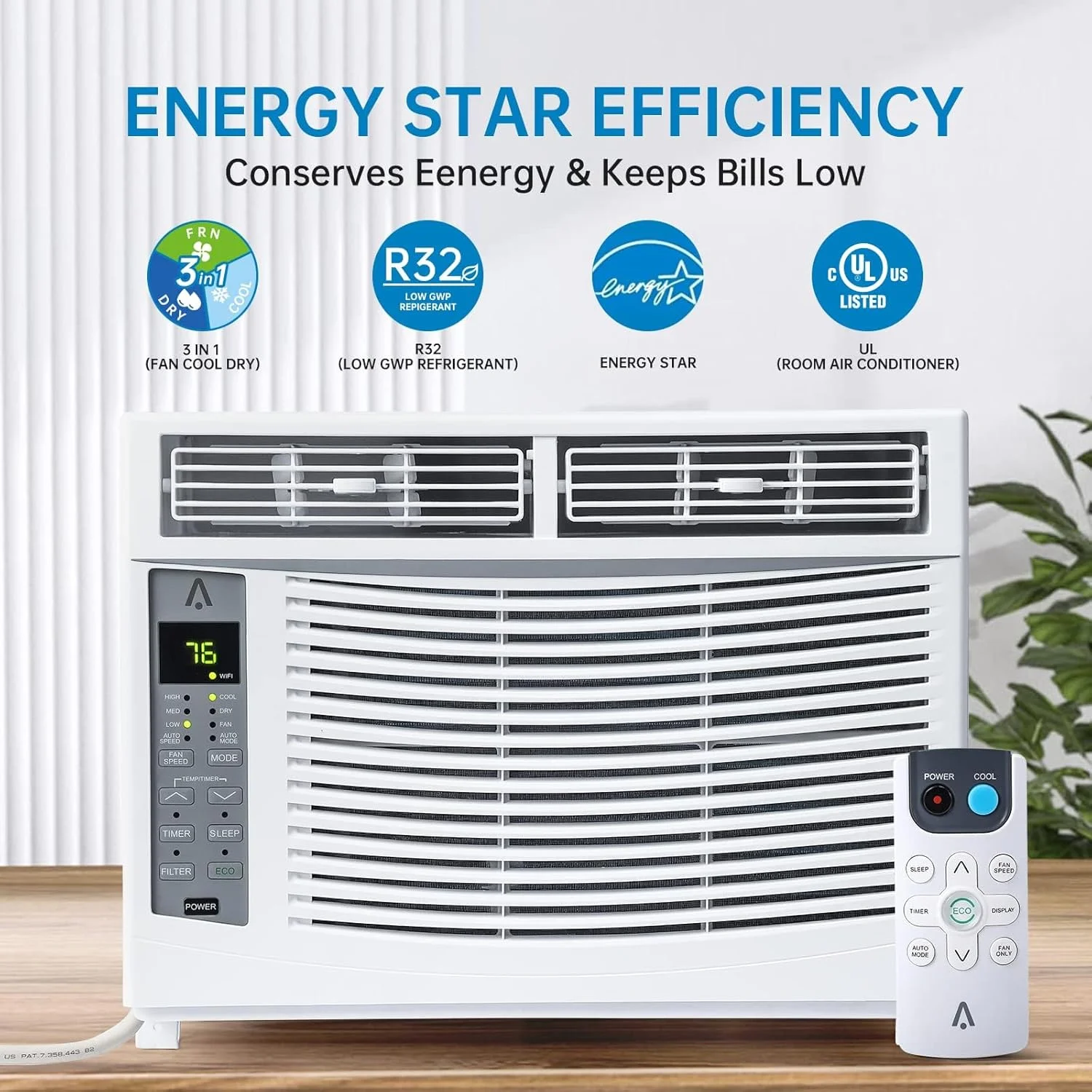 GAOMON Smart 6000 BTU Window Air Conditioner - WiFi - Enabled AC with Remote & App Control, Timer, Sleep Mode, Easy Install Kit, Cools Rooms up to 350 Sq. Ft, 115V, White