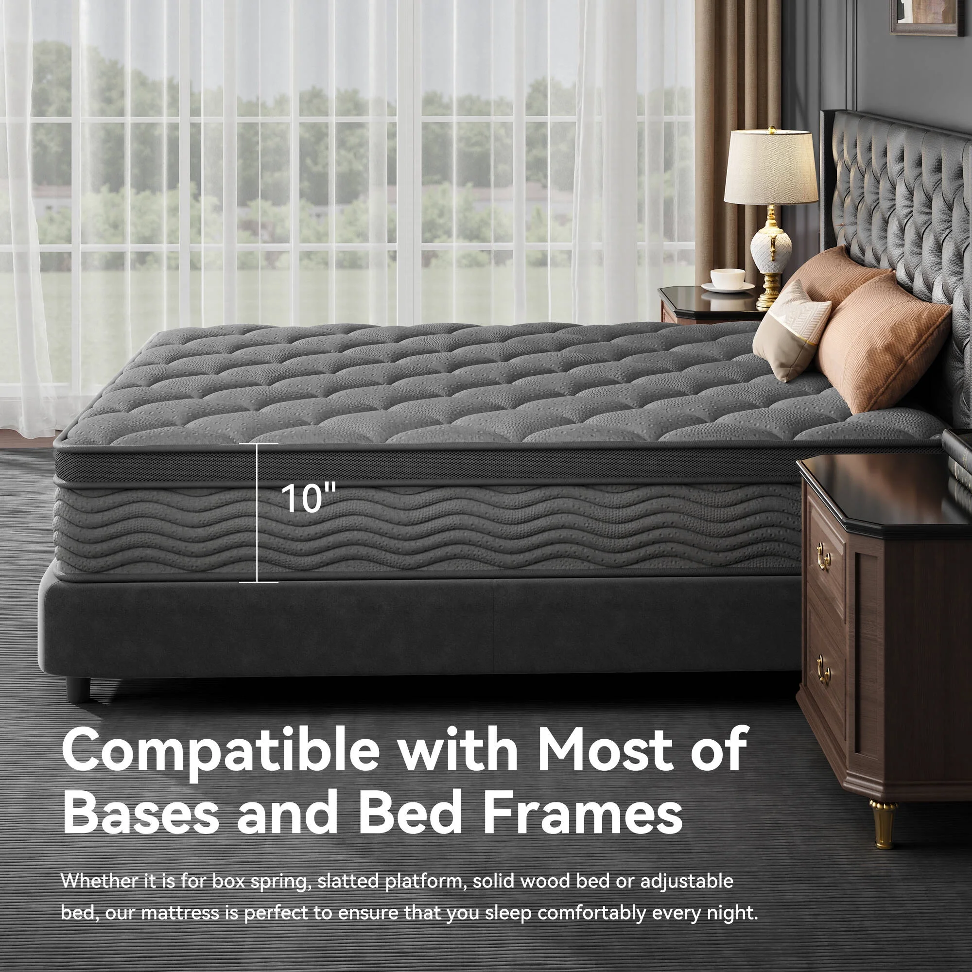 Queen Mattress 10 inch, Hybrid Mattress in a Box, Memory Foam and Individual Pocket Springs, Pressure Relief, Medium Firm(Queen/10 in) - Image 4