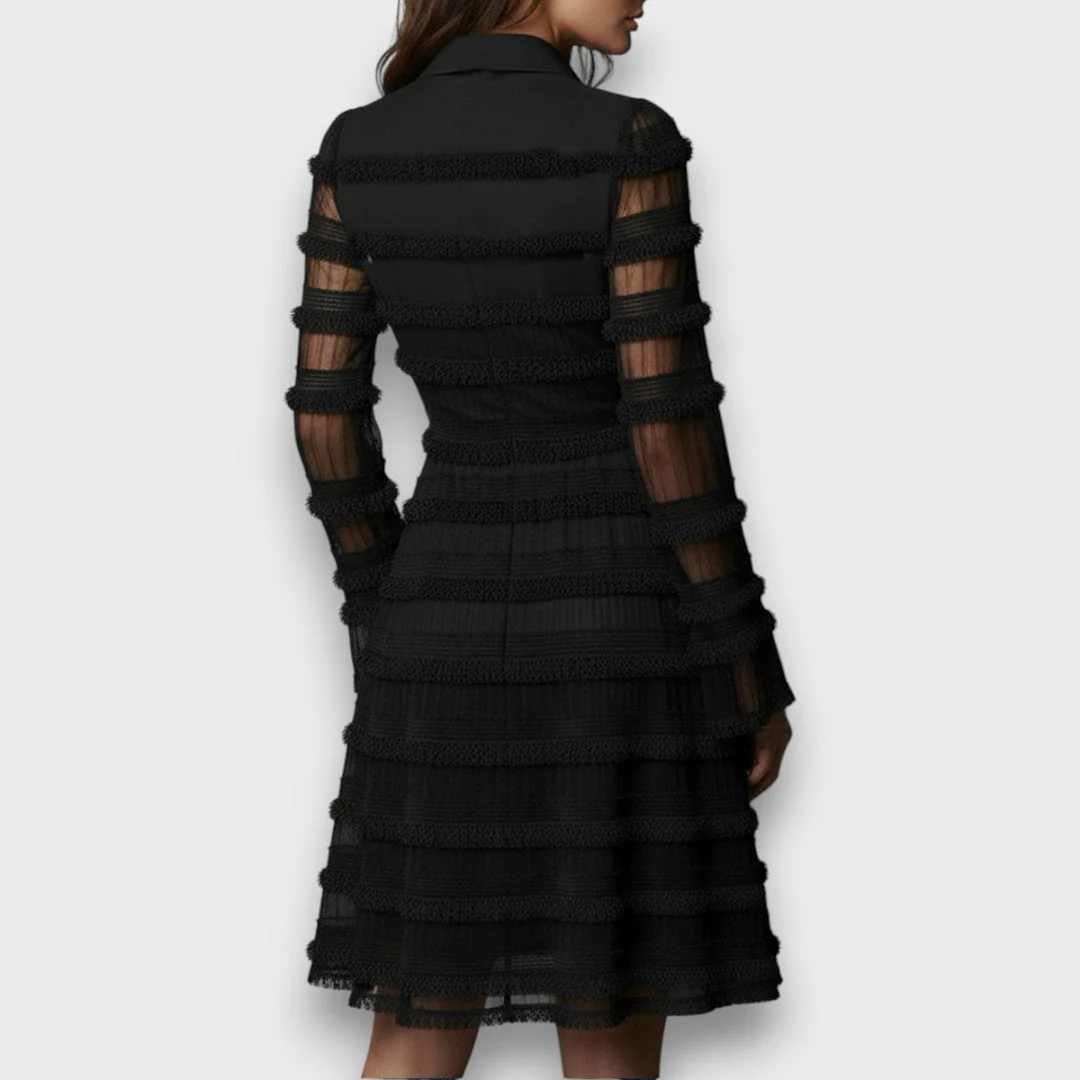 Perla | Robe Midi avec Franges Transparentes
