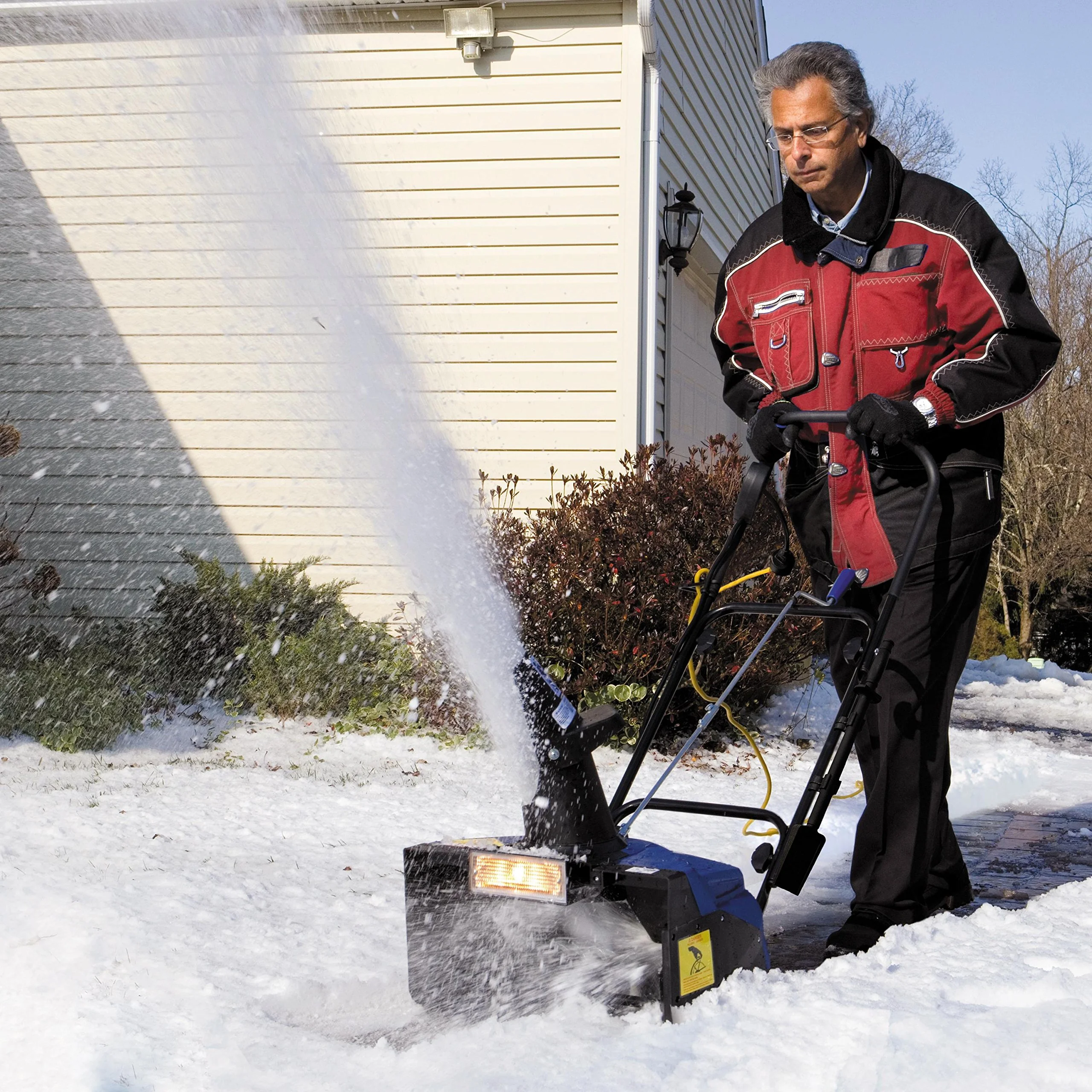 Restored SJ623E 18-Inch 15-Amp Electric Single Stage Snow Thrower w/Headlights, Blue Clearing Width, Motor (Refurbished) - Image 3