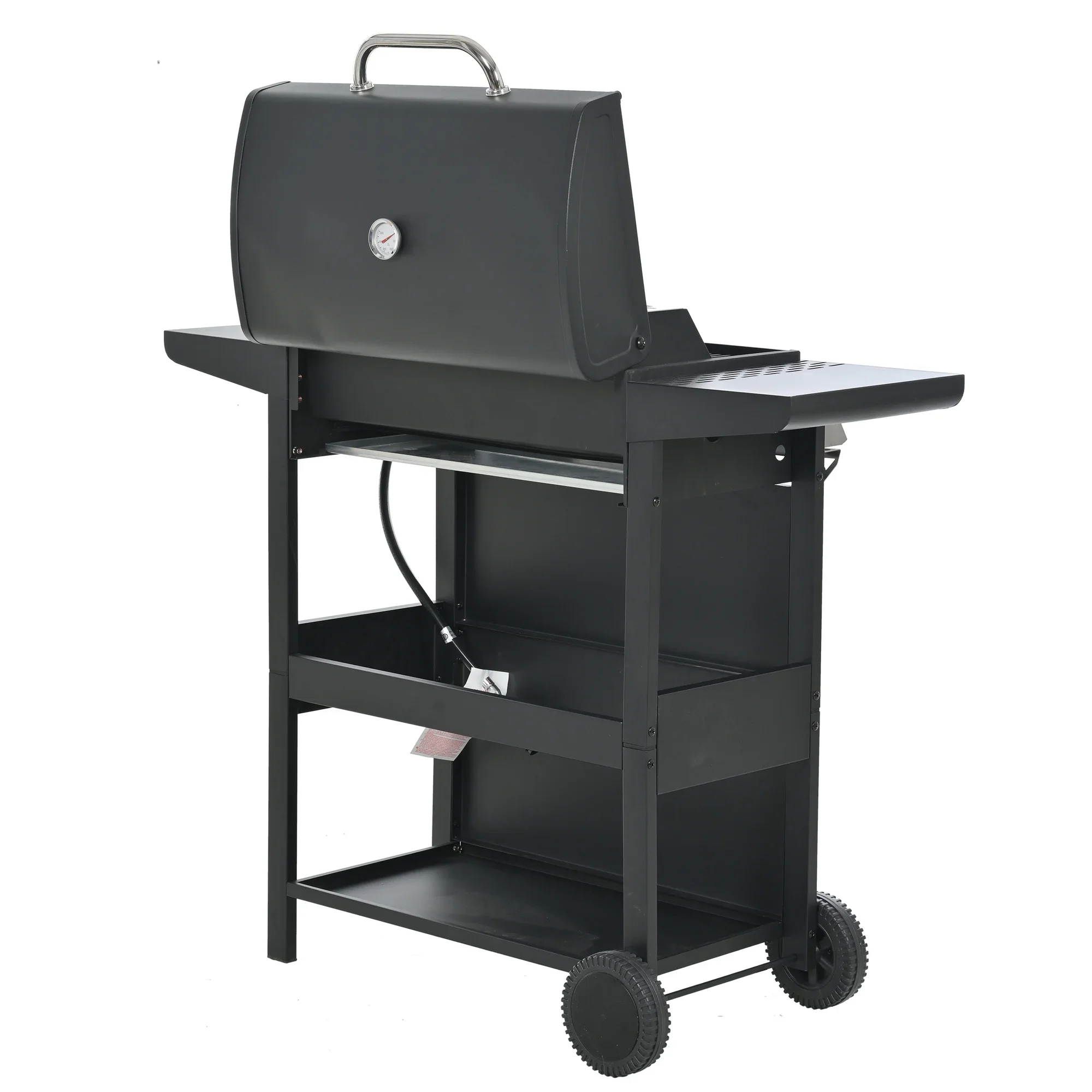 Highsound 3 Burner BBQ Propane Gas Grill, Stainless Steel 25650 BTU Patio Garden Barbecue Grill with Thermometer, Black