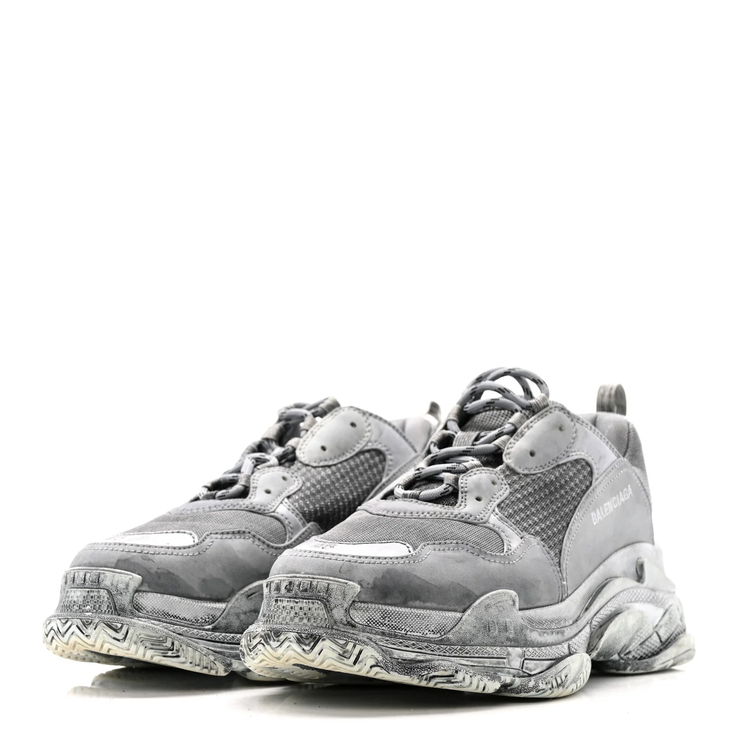Fabric Mesh Dyed Mens Triple S Sneakers 45 Grey