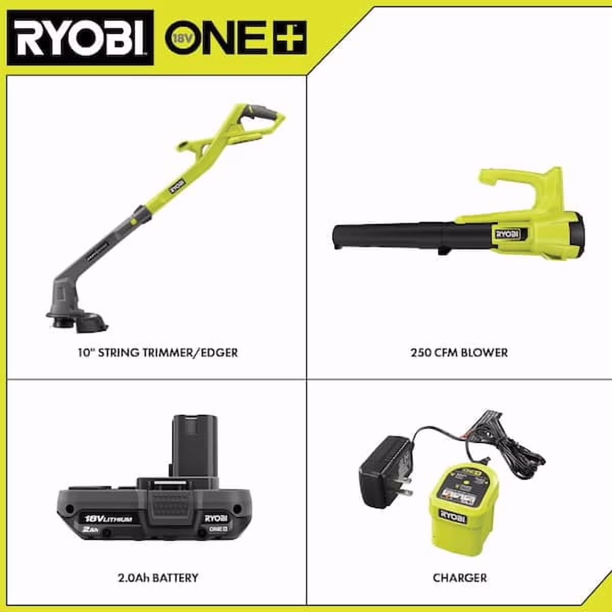 RYOBI 18V ONE+ 10 String Trimmer/Edger, Auto-Feed Head