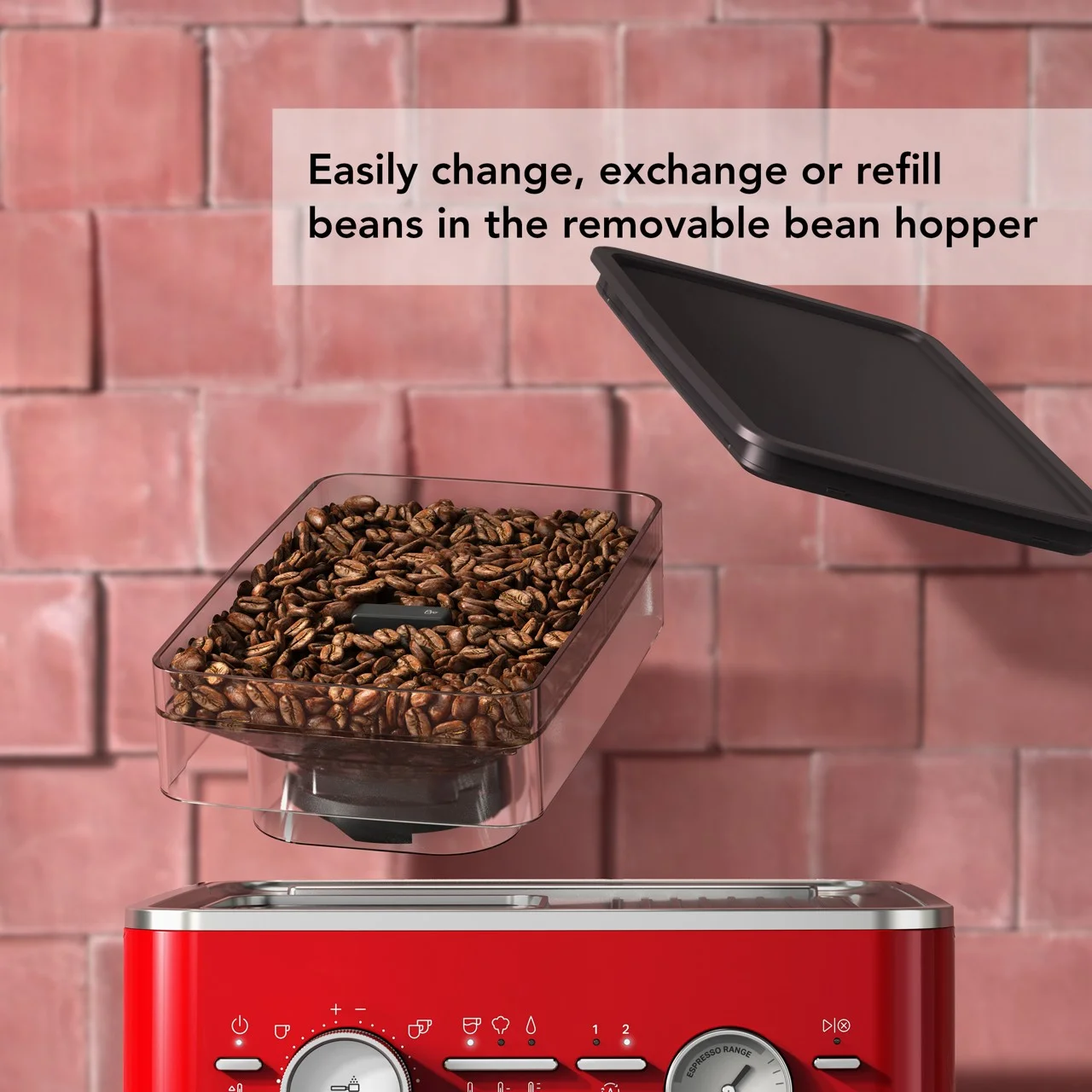 Semi Automatic Espresso Machine with Burr Grinder, KES6551(Candy Apple Red) - Image 6
