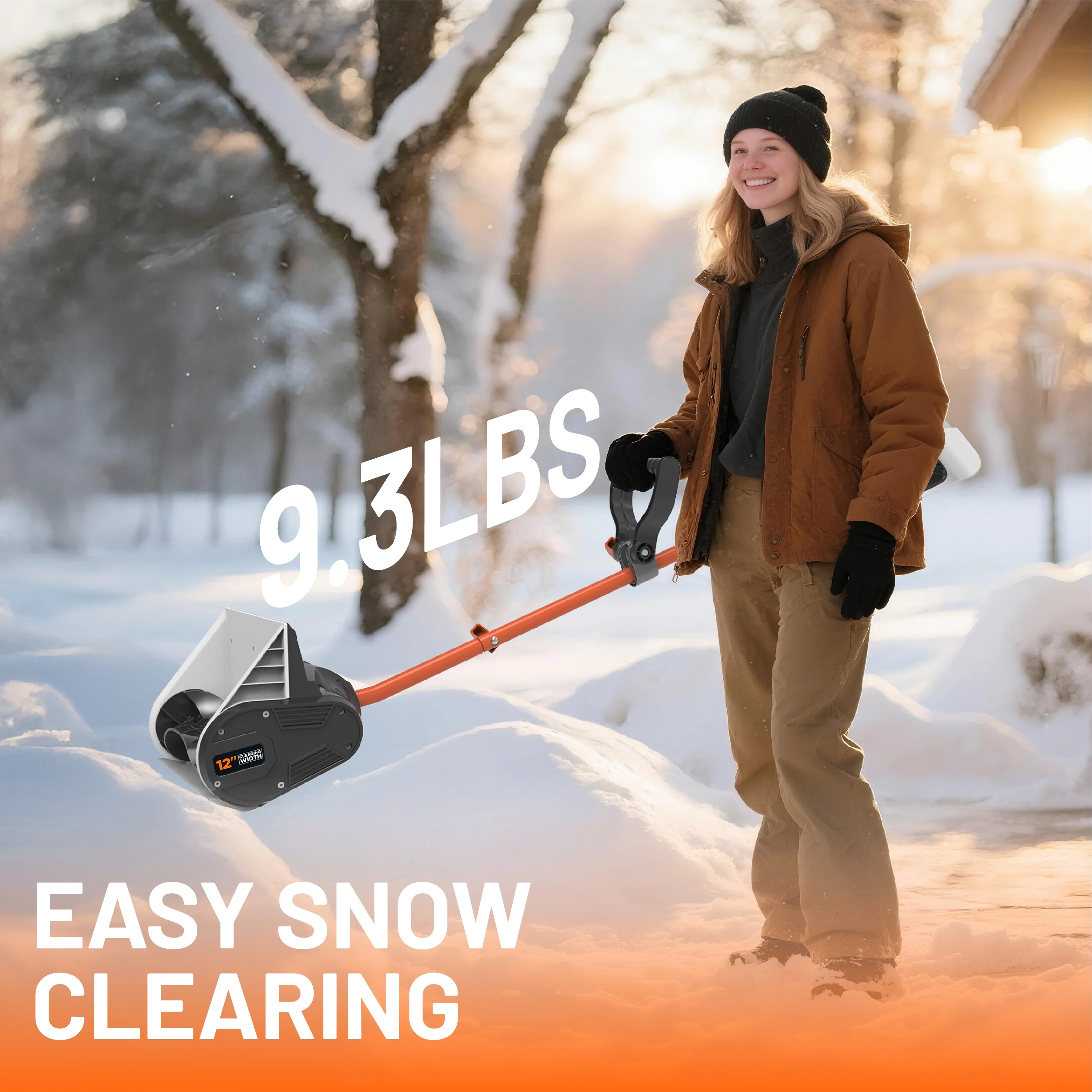 20V Cordless Snow Shovel, 13-inch Battery Powered Snow Thrower, with Auxiliary Handle and 4.0Ah+2.0Ah Portable Battery - Image 4