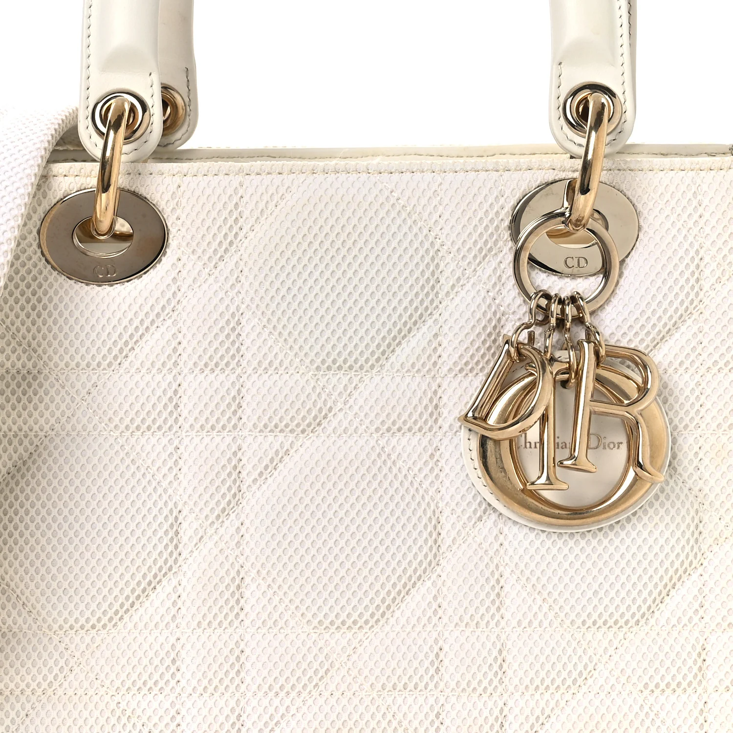 Macrocannage Technical Fabric Medium Lady Dior White