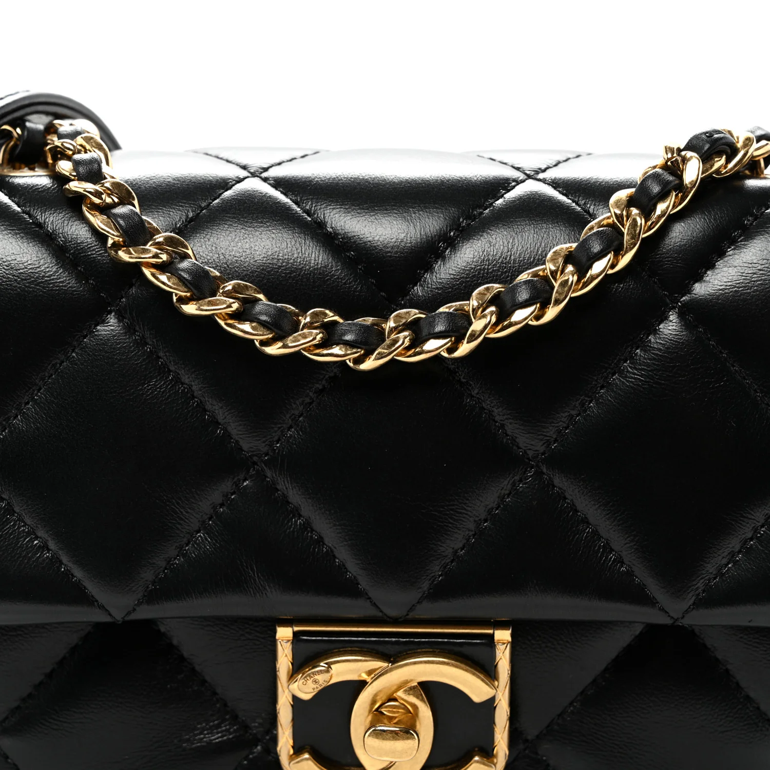 Lambskin Quilted Mini Flap Black