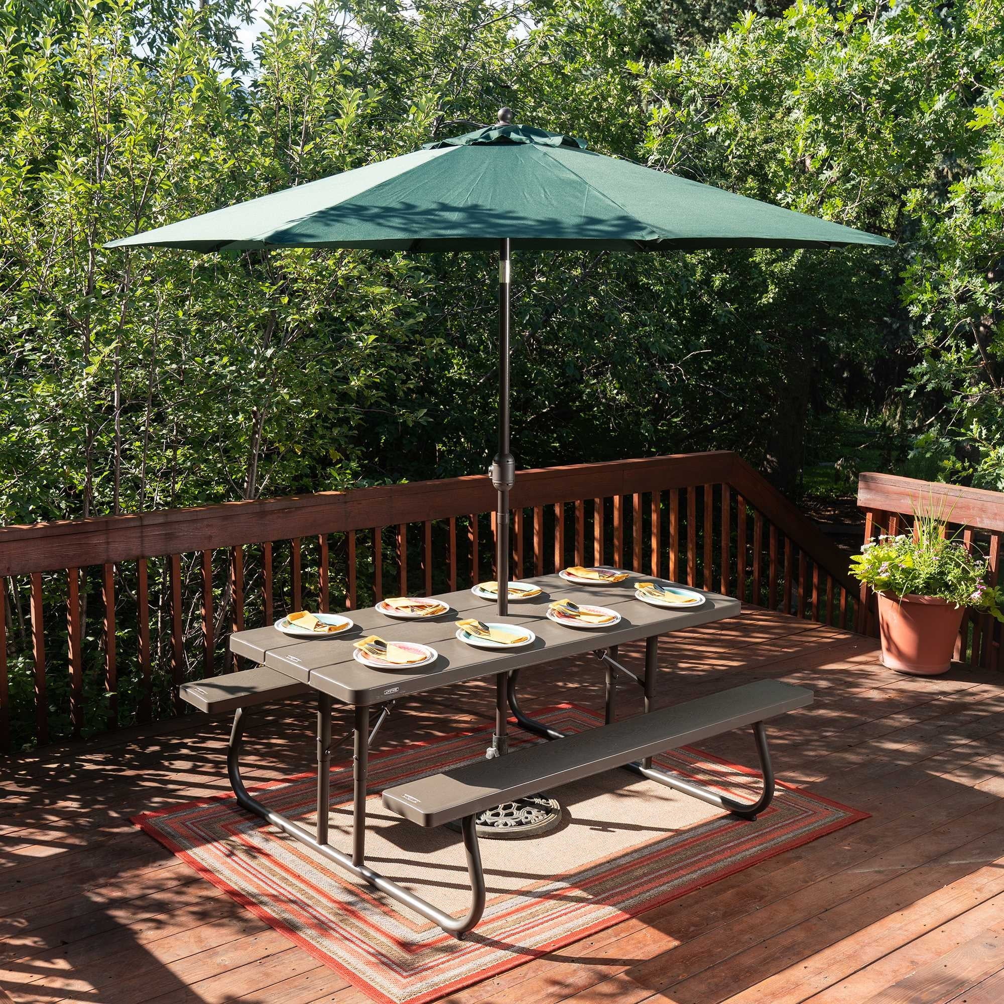 6 Foot Folding Picnic Table, Brown, 60105 Image 9