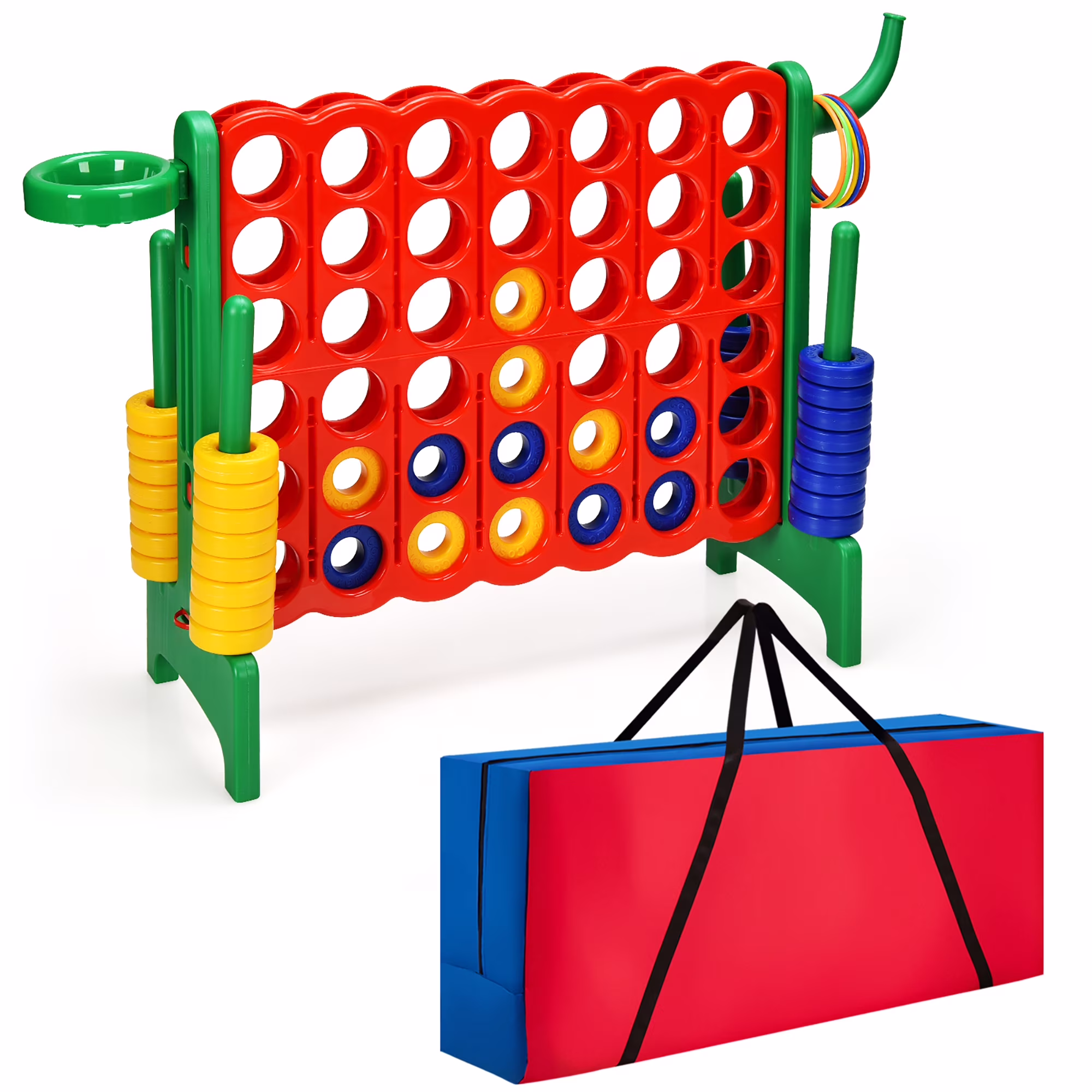 Giant 4 in A Row Jumbo 4-to-Score Game Set W/Storage Carrying Bag for Kids Adult(Red/Green)