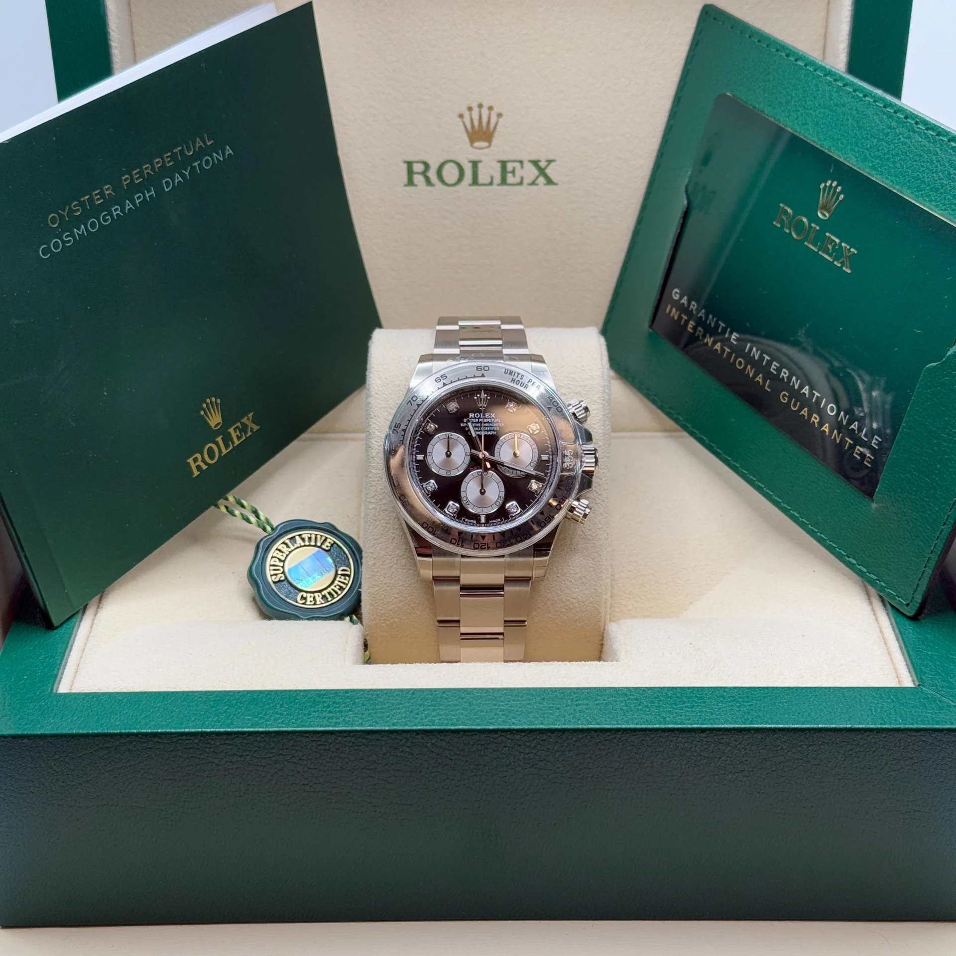[Super Clone]Rolex Daytona White Gold / Black/ Diamond-Set /Oyster  m126509-0002