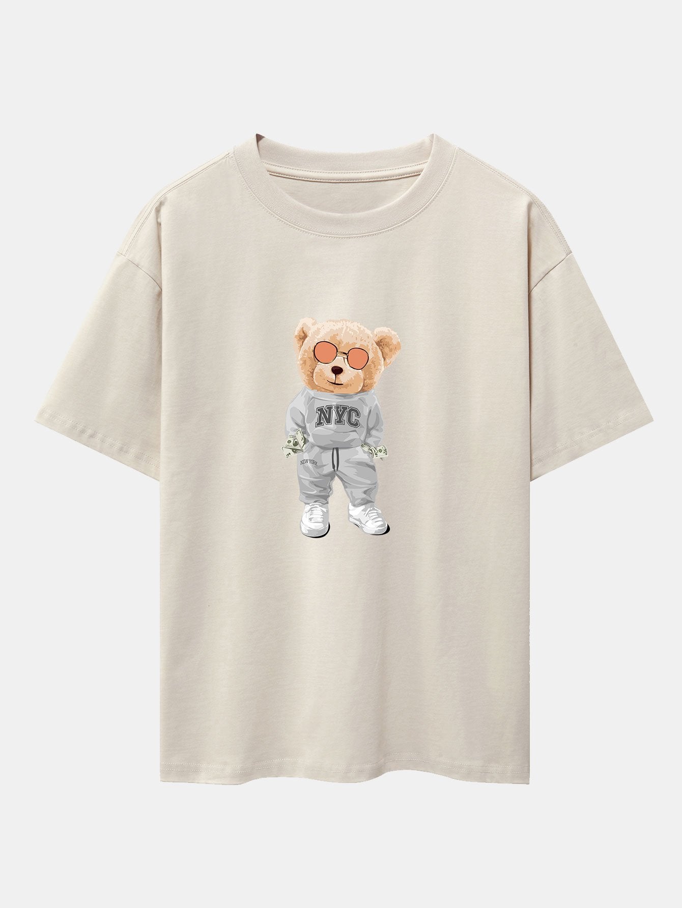 T-shirt oversize épais à imprimé ours riche