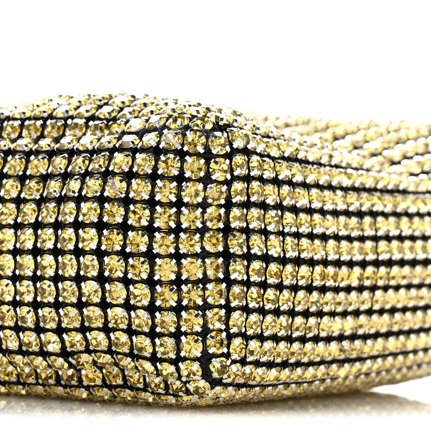 Mesh Crystal Rhinestone Mini Heiress Pouch Porcelain