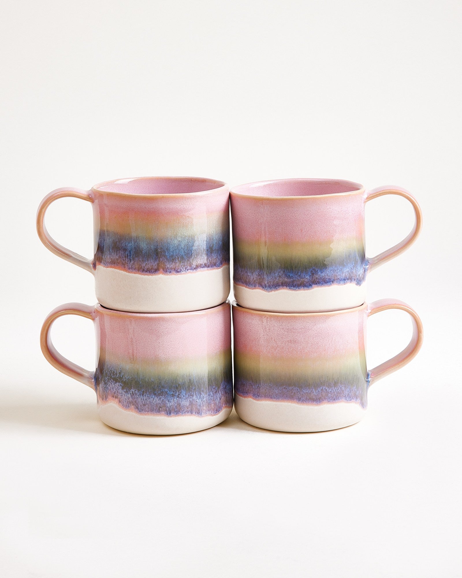 NÓDOA - LARGE MUG DIPPED PINK GREEN SET OF 4