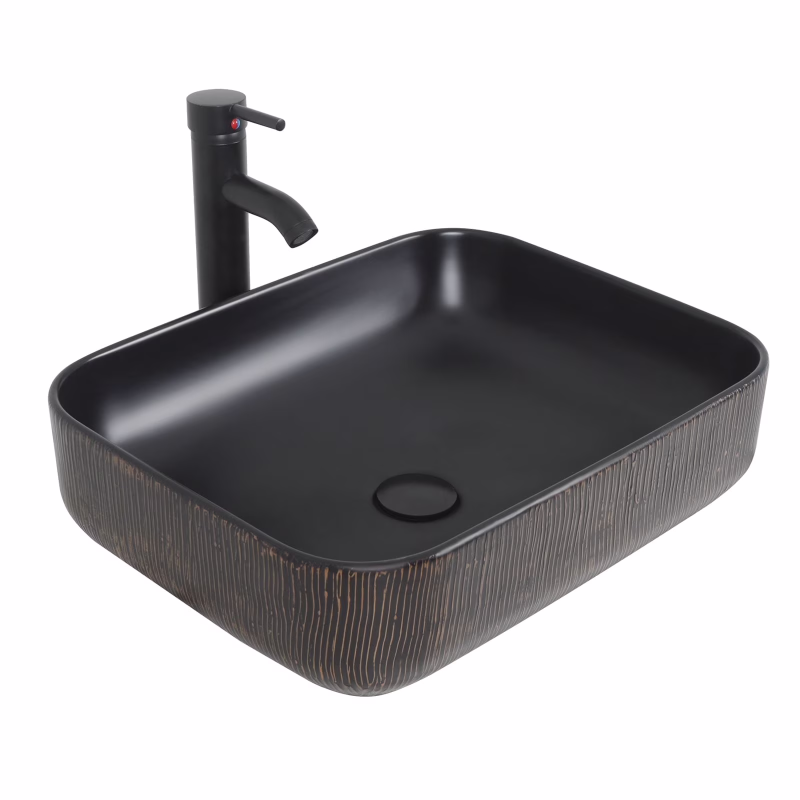 Bathroom Ceramic Sink Vanity Vessel Basin Porcelain Faucet Drain Combo Rectangle,White(Style A) - Image 7