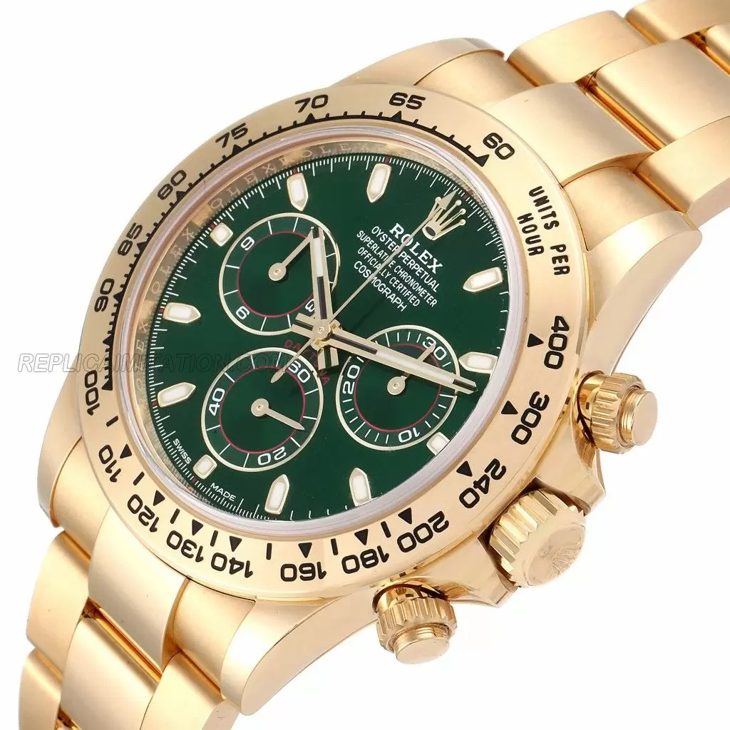 Replica Rolex Daytona Yellow Gold Green Dial Watches 116508 NewP25071