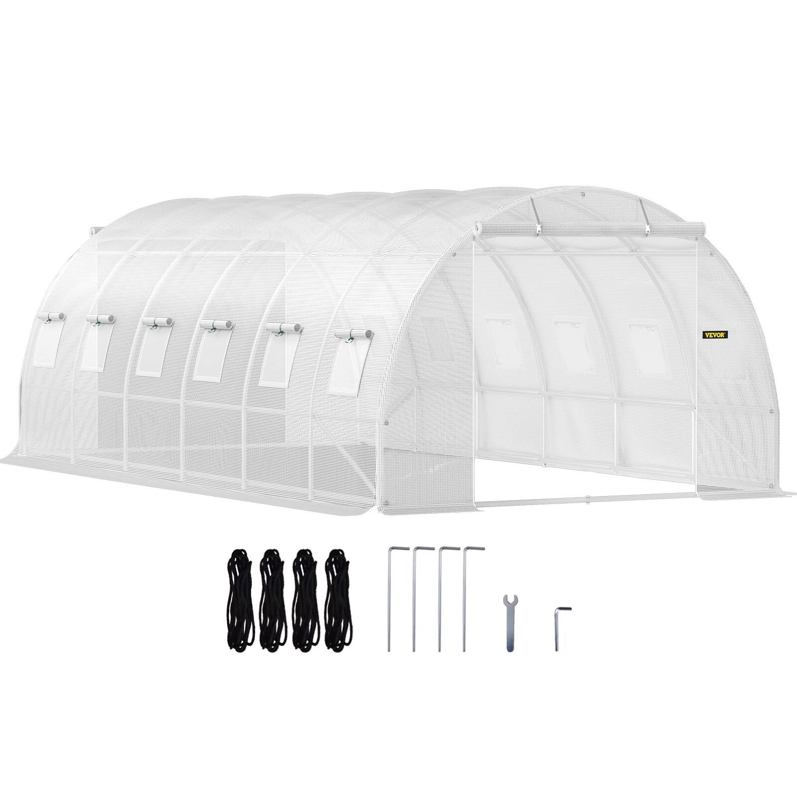 VEVOR Walk-In Greenhouse 10-20' Hot Planter House Gardening Galvanized Frame - 20'x10'x7'