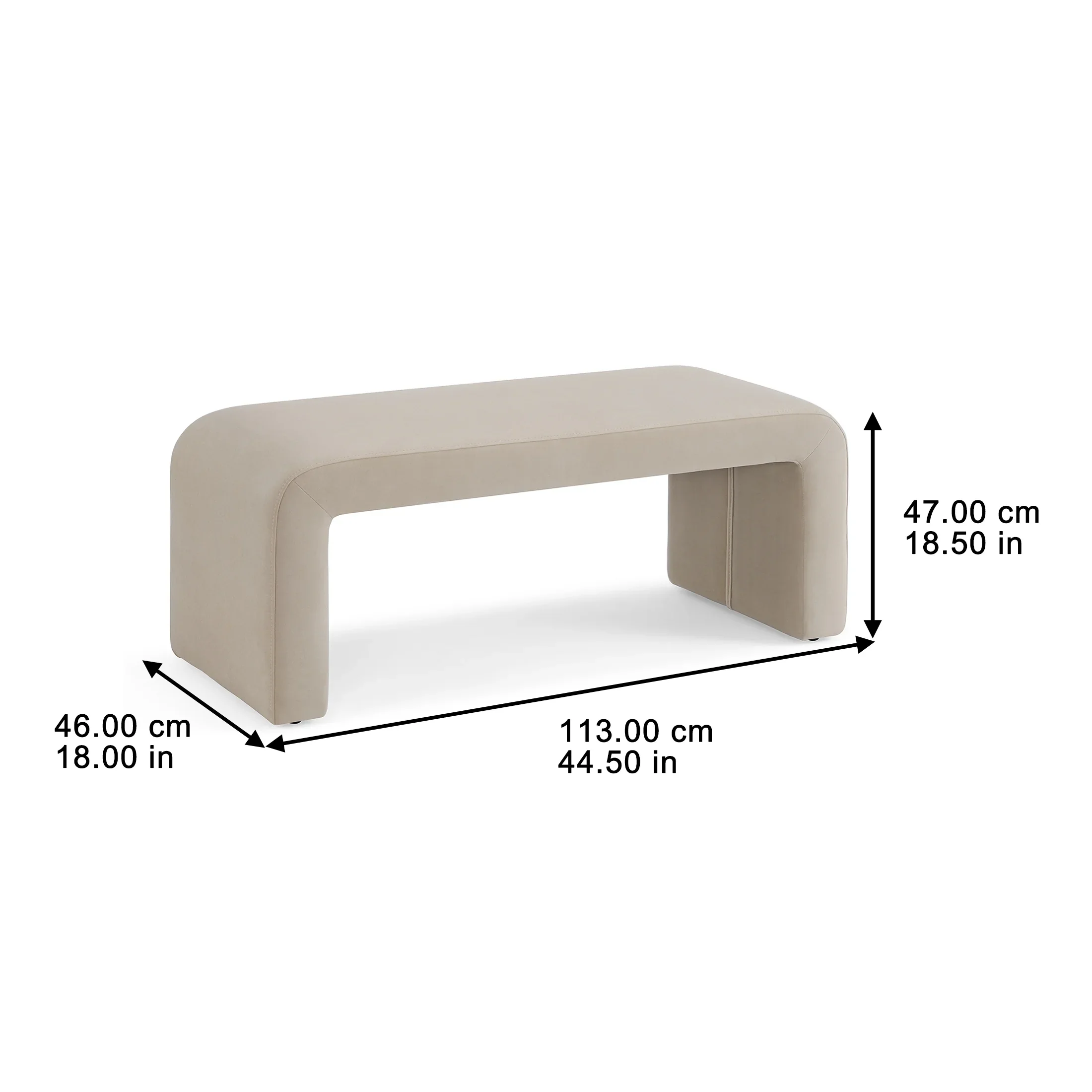 Better Homes & Gardens Juliet Velvet Waterfall Bench, Beige