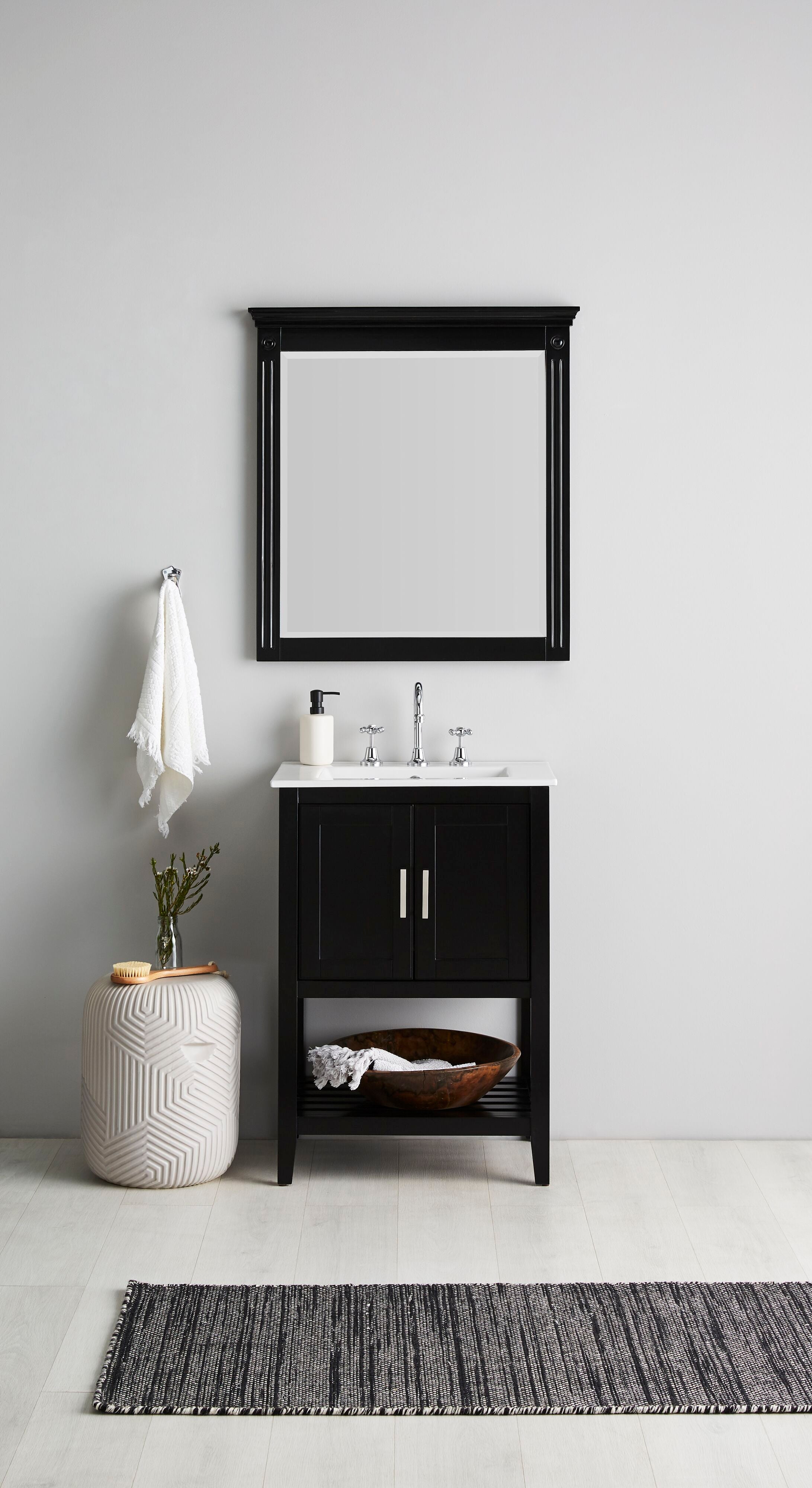 Charcoal Quartz Hand Loomed Black Runner 200x70cm