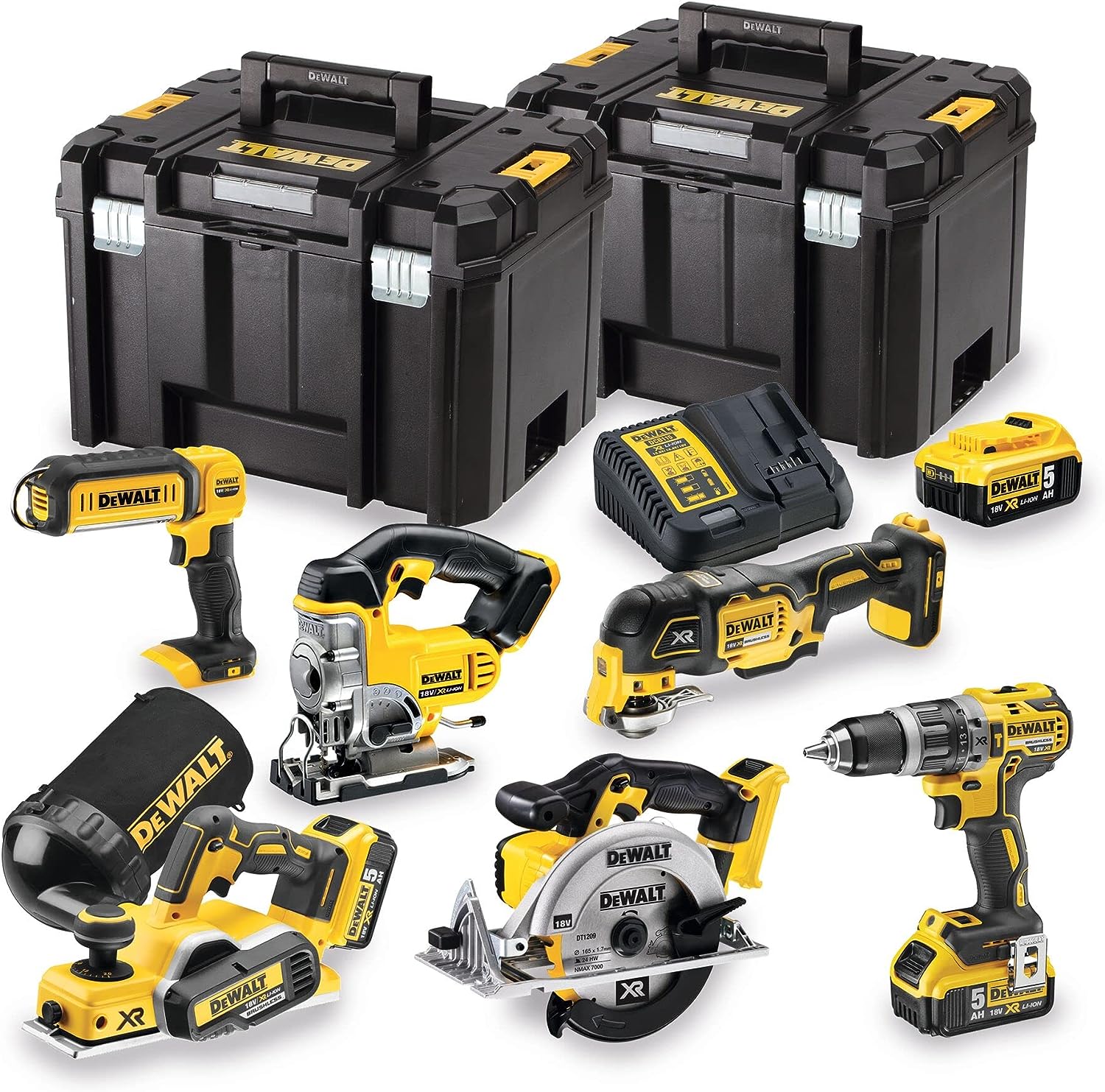 Kit d'outils électriques sans fil DeWalt 18V, idéal pour le travail du bois, DCK665P3T-GB.