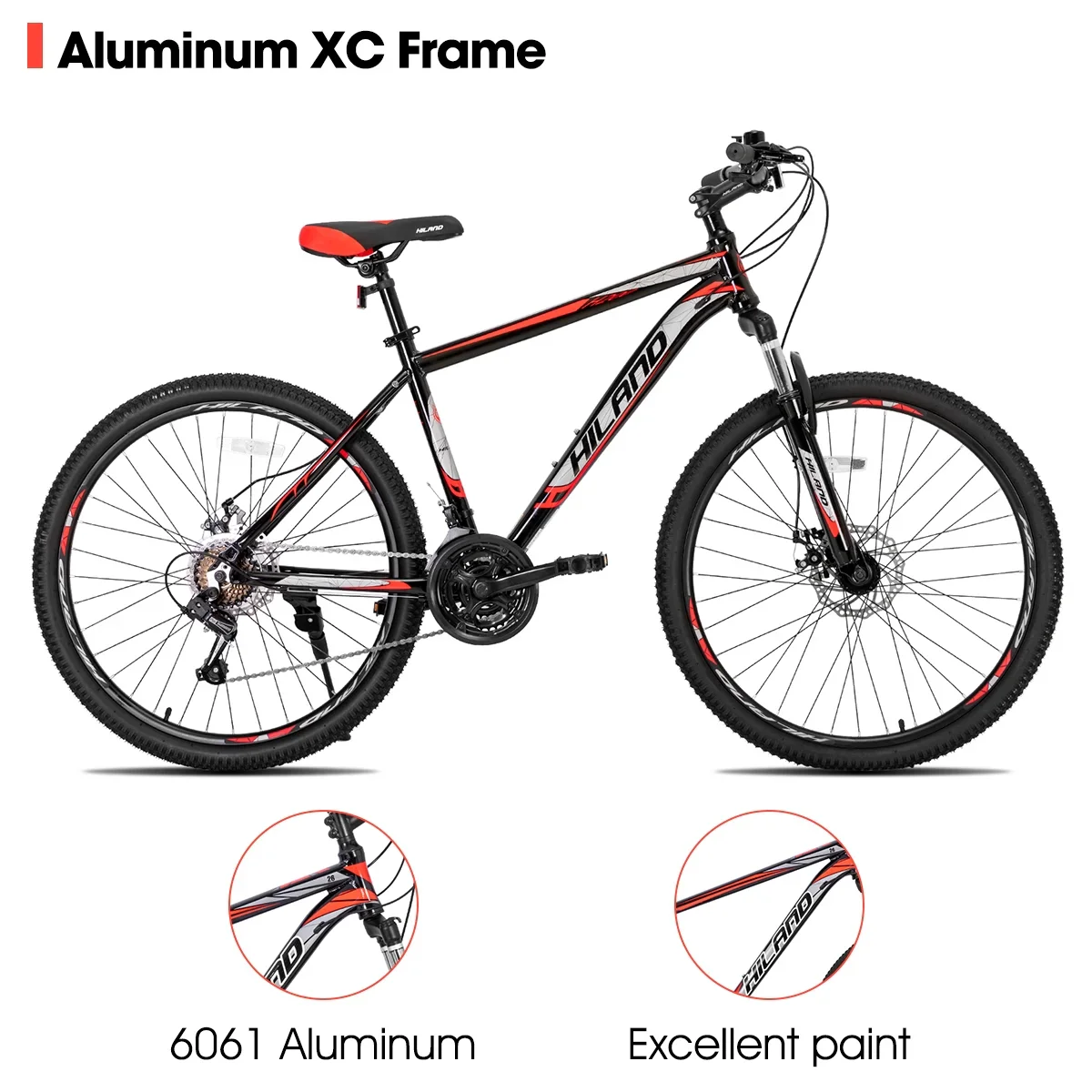Hiland Mountain Bike, Multi-Spokes,Shimano 21 Speeds Drivetrain,Aluminum Frame 26 inch Wheels, Men's MTB Bicycle, White
