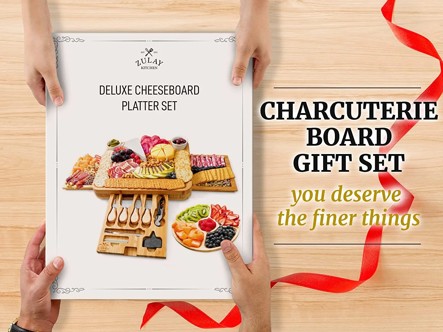 Bamboo Cheese Board Set Extra Thick Charcuterie Board 15 Piece Deluxe Set(Deluxe Set) - Image 7