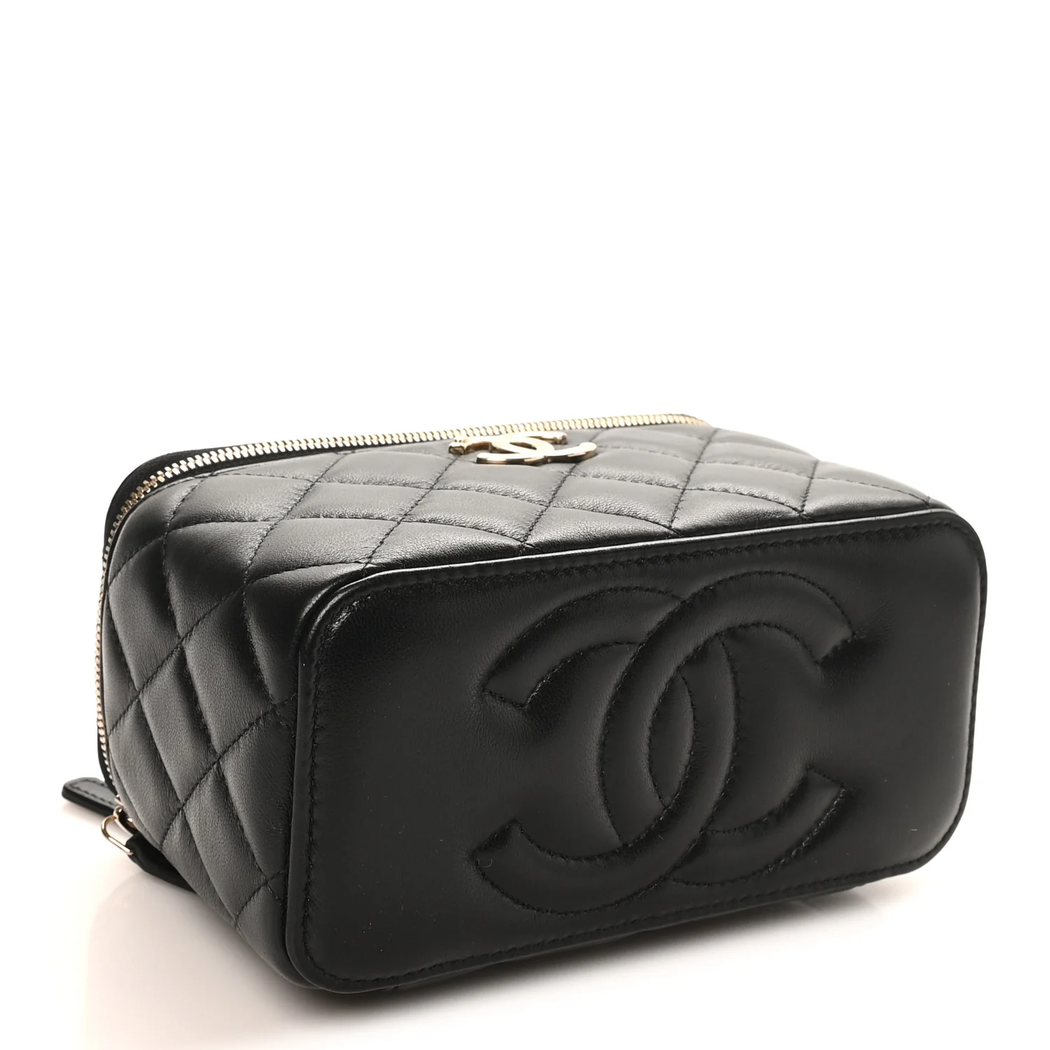 Lambskin Quilted Small CC Vanity Case Black