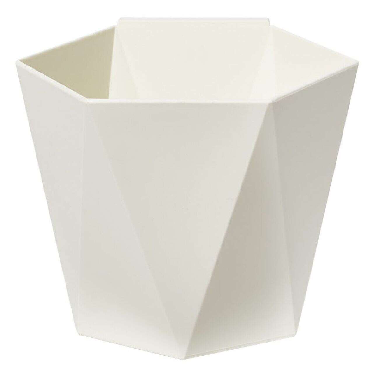 Pot hexagonal clipsable plastique blanc ivoire Ø12xH13cm