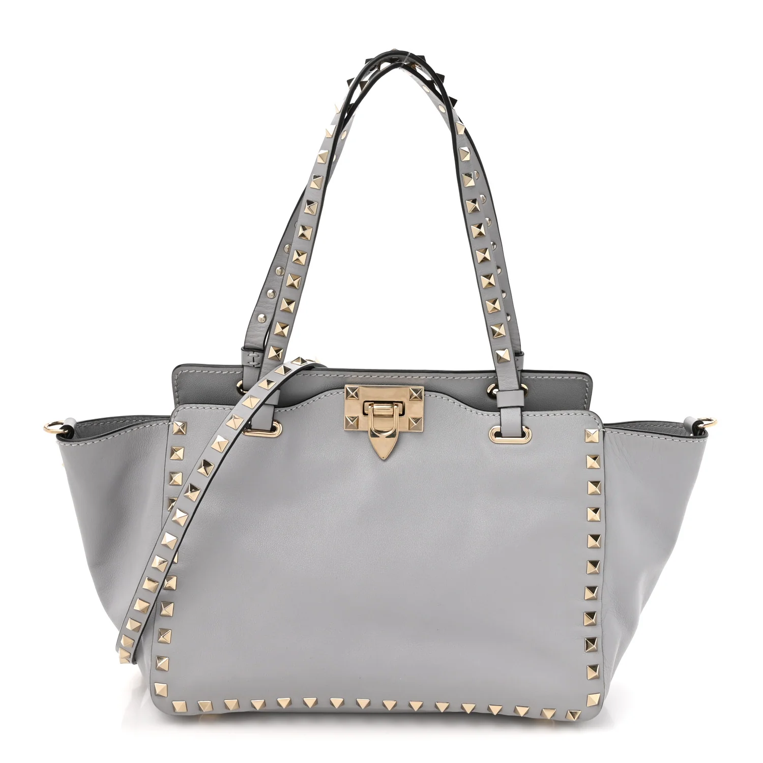 Vitello Small Rockstud Tote Grey