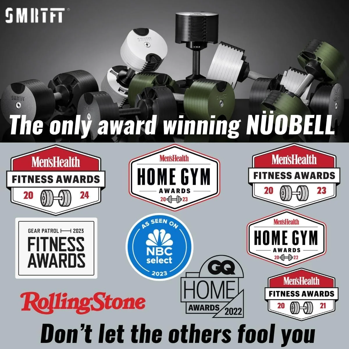 SMRTFT NUOBELL - All - in - One, Durable, Adjustable Dumbbells, Black, 5, 80 lb