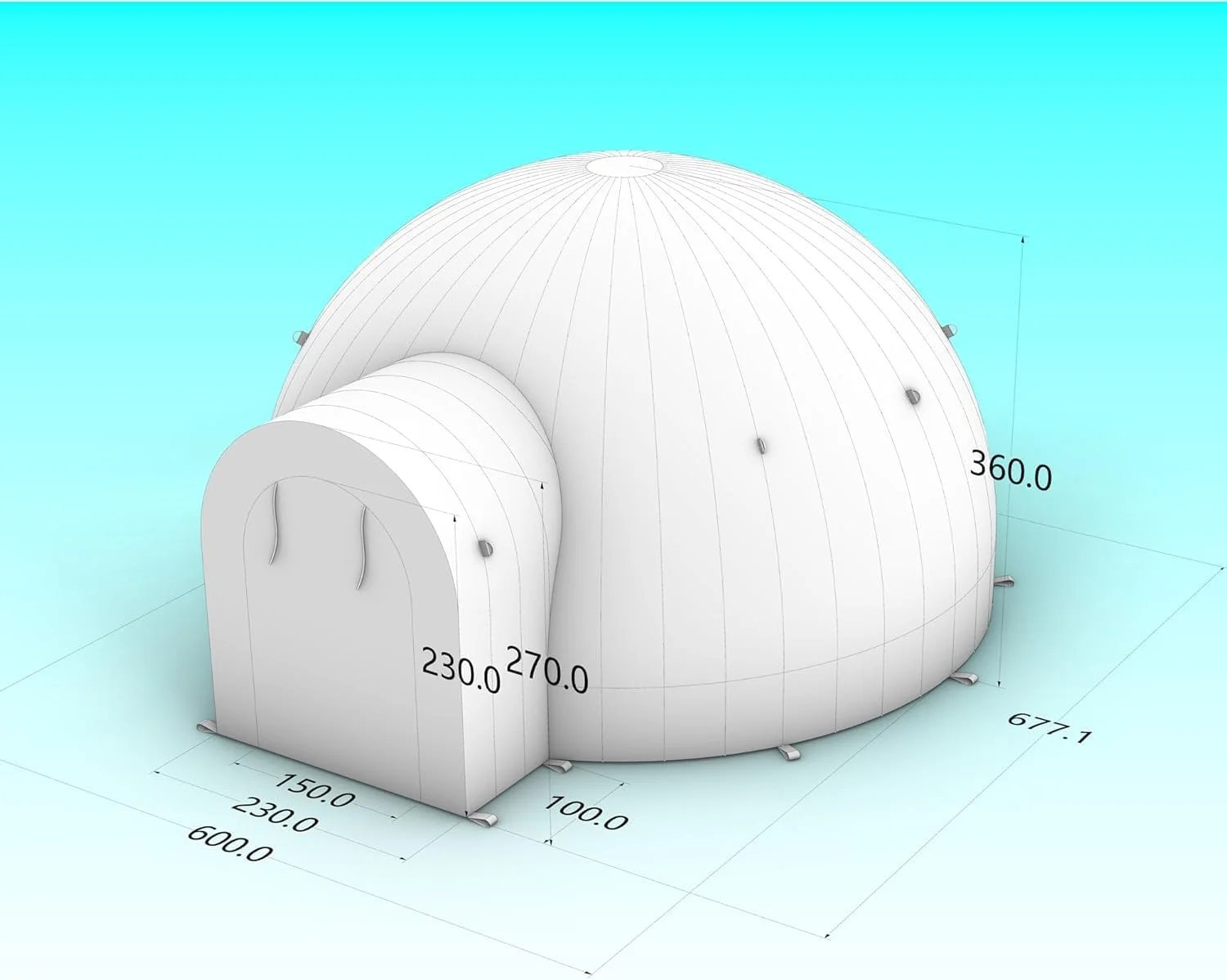 16.4ft Inflatable Igloo Dome Tent with LED Lgith Protable White Nightclub Tent for Party Wedding Event - Image 5