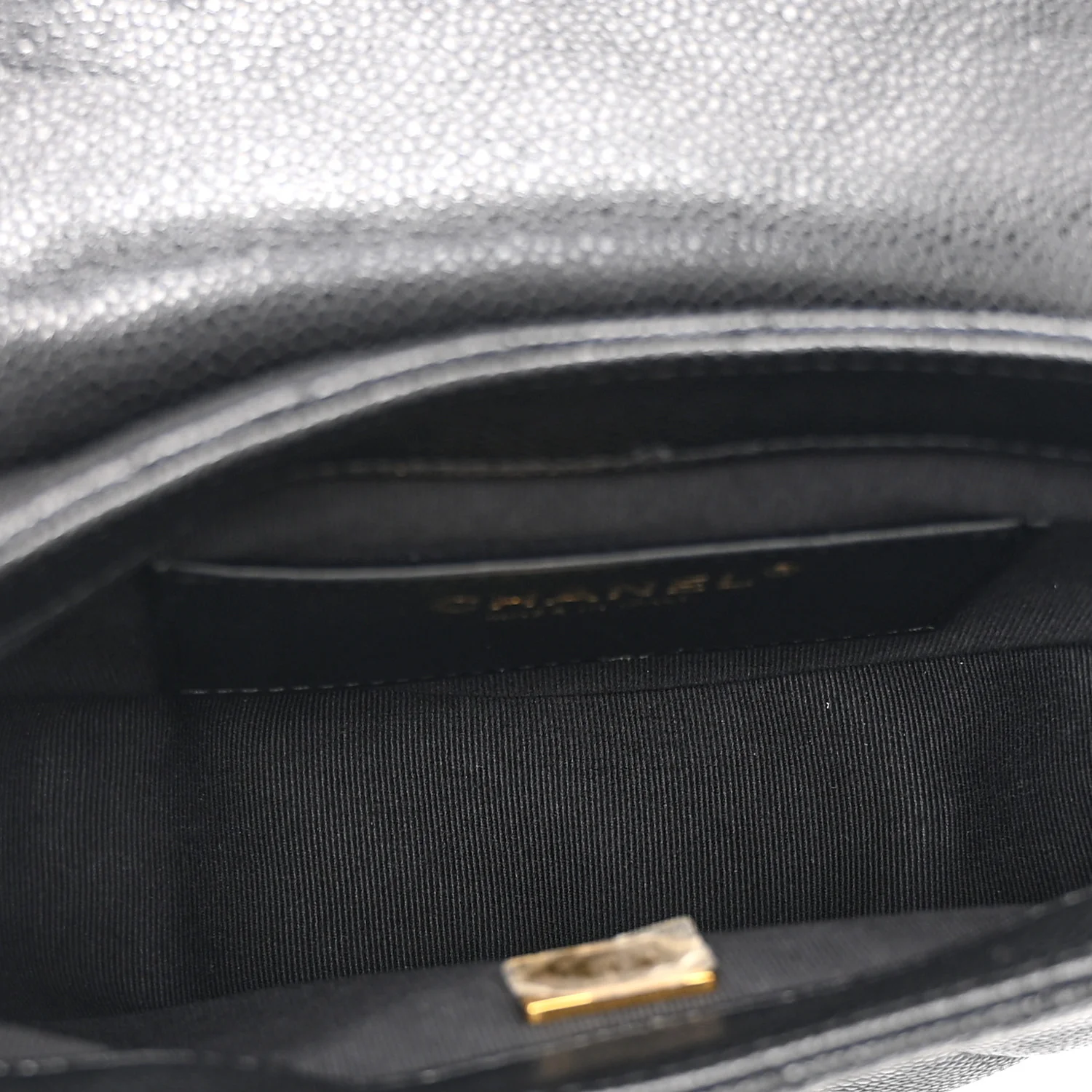 Caviar Quilted Mini Messenger Flap Black