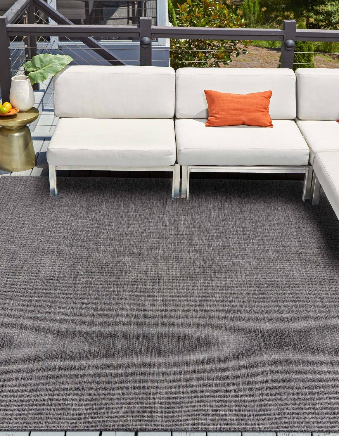 Outdoor Solid 10 ft Square Black Area Rug Indoor Outdoor Rug