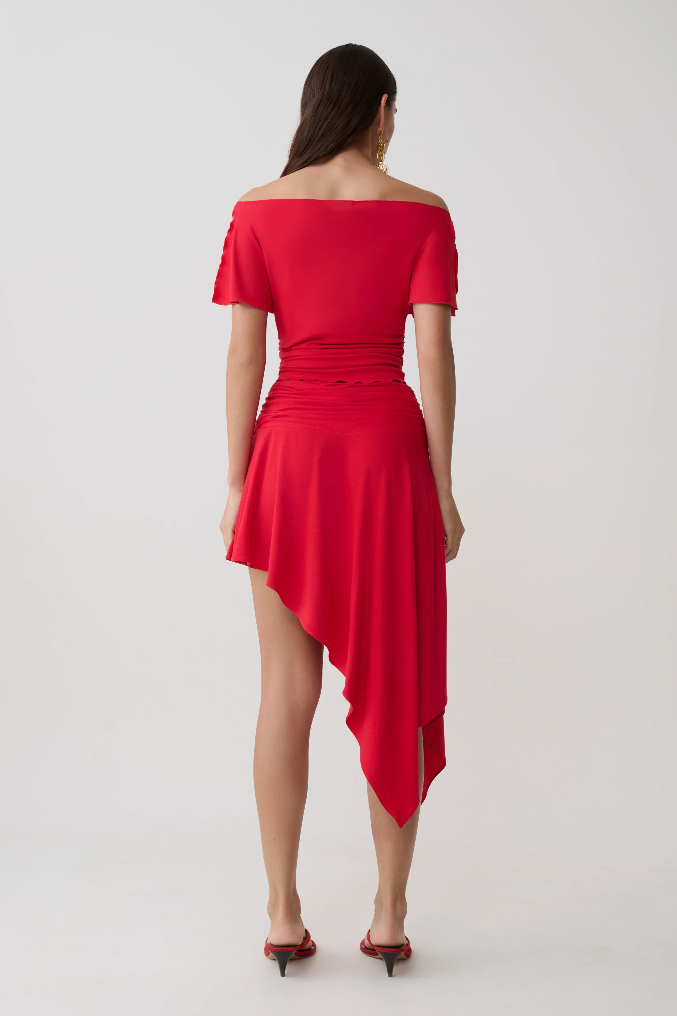 Talise Modal Hankie Midi Skirt - Red