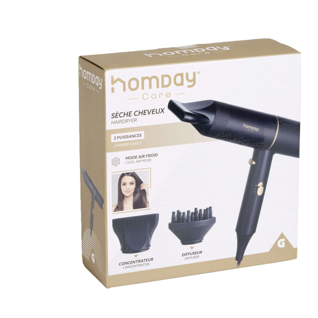 Sèche-cheveux Homday Care 2 accessoires