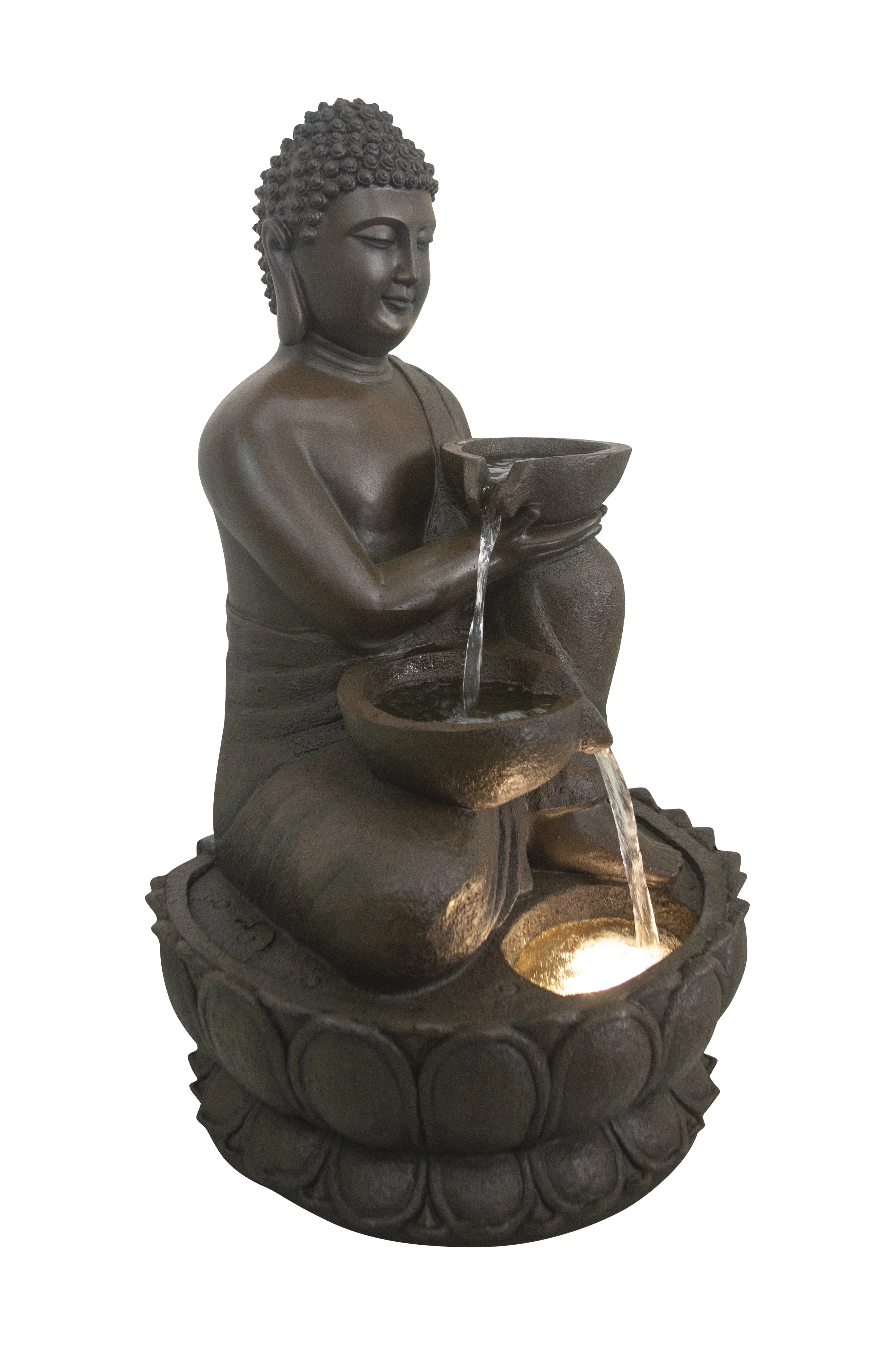 Large Buddha Fountain with Warm White LED Image 3