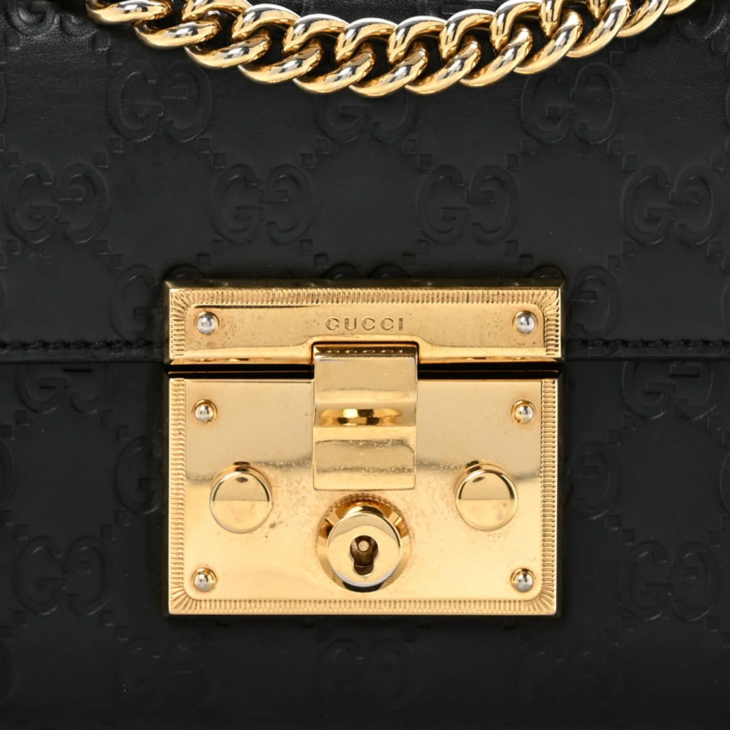 Guccissima Small Padlock Shoulder Bag Black