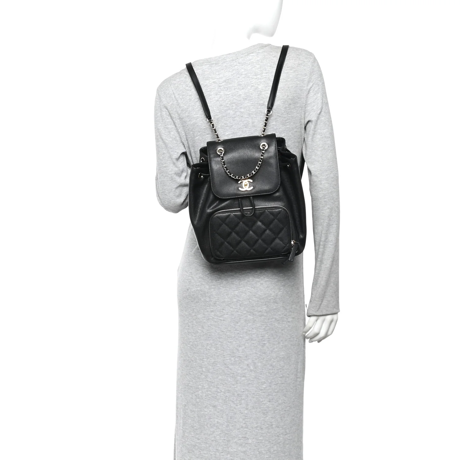 Caviar Quilted Business Affinity Backpack Black