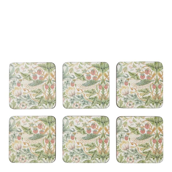 Morris & Co Strawberry Thief glassunderlag 6 stk grønn