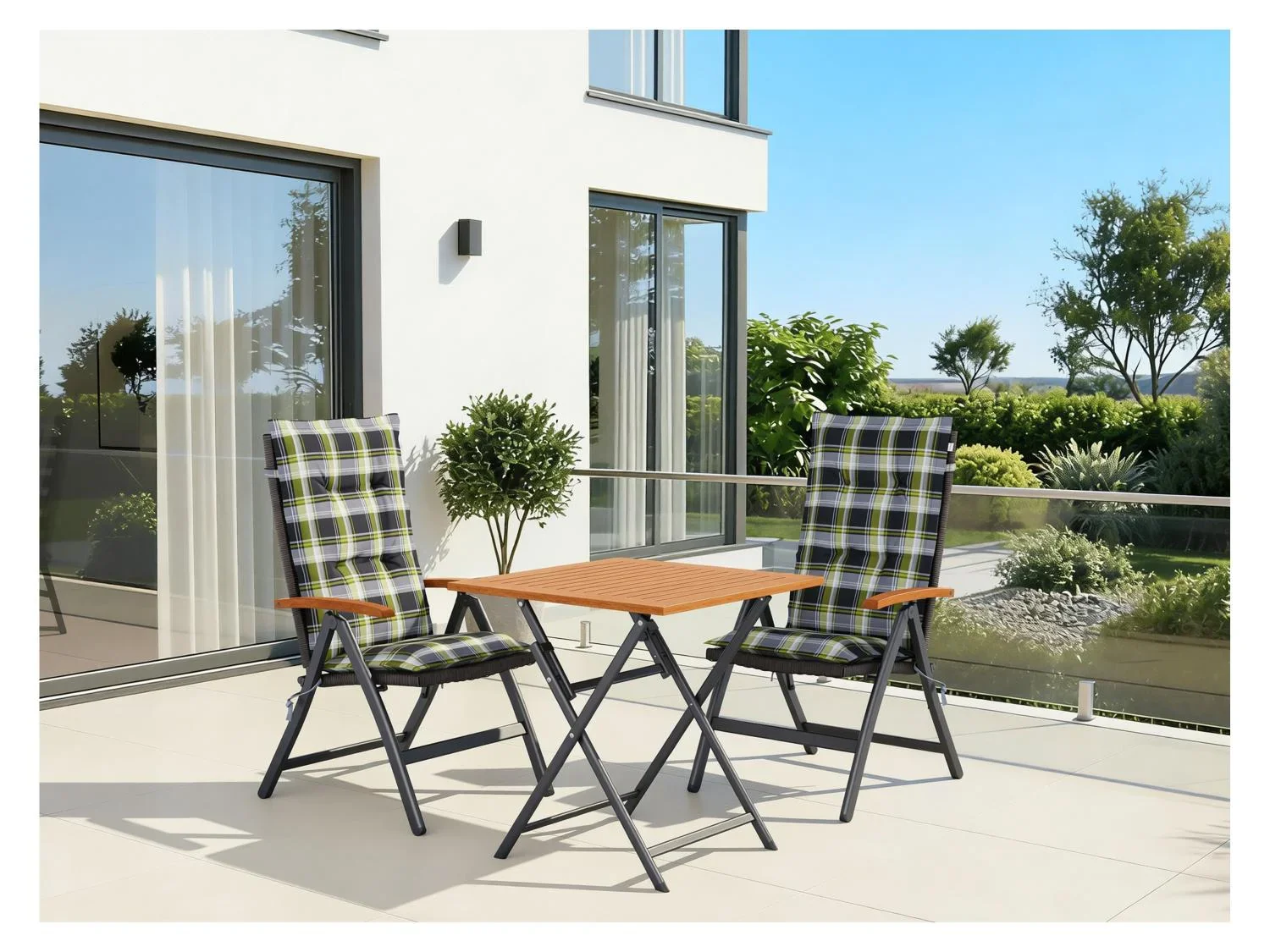 LIVARNO Table de jardin + Lot de 2 fauteuils pliants Valencia