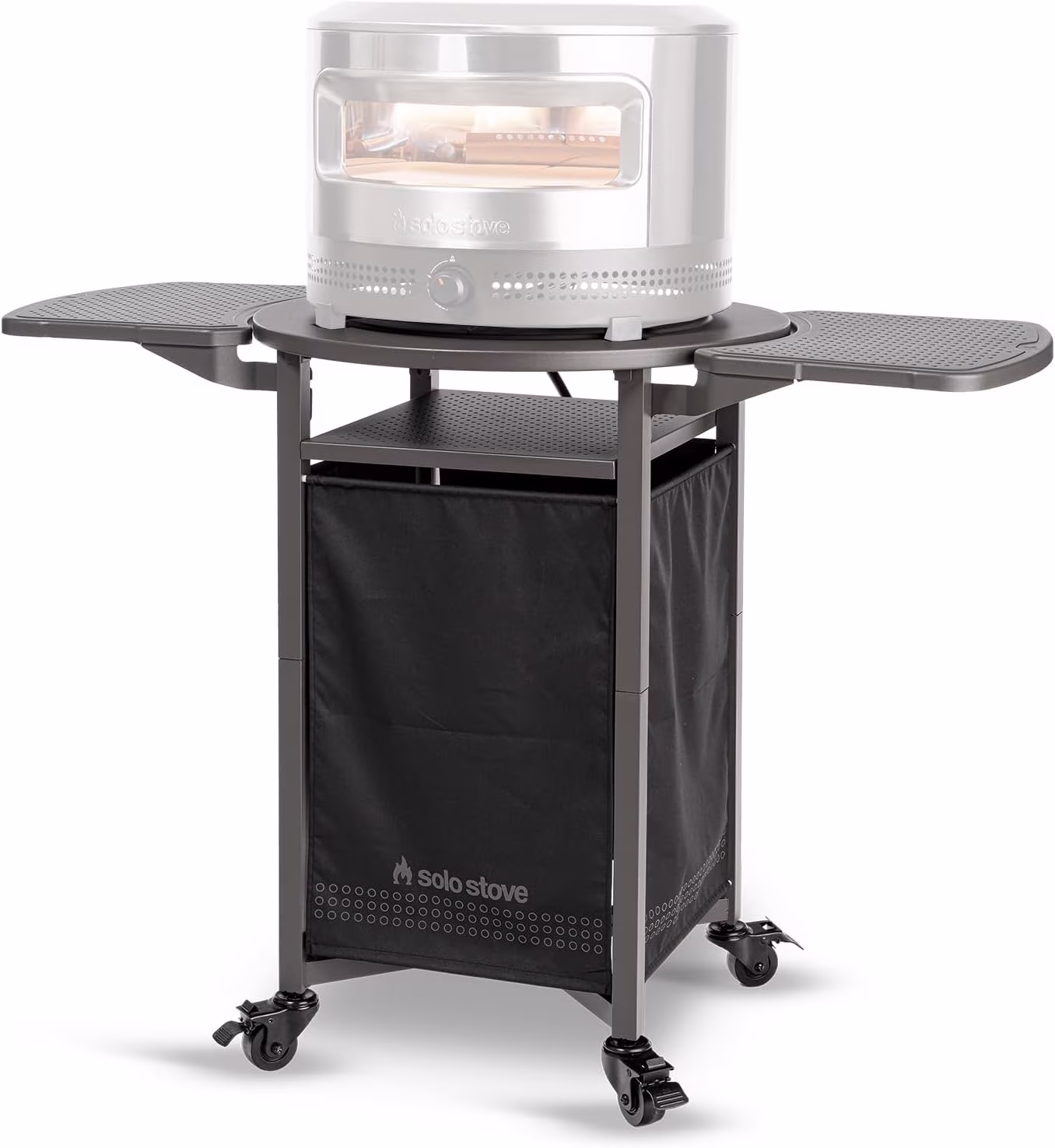 Solo Stove Pizza Oven Cart for Outdoor Pi Pizza Ovens | Portable Pizza Oven Table, Compatible with the Entire Pi Family, Locking Wheels, Foldable Shelves, Steel, Height: 35.75 in, Weight: 43 lb