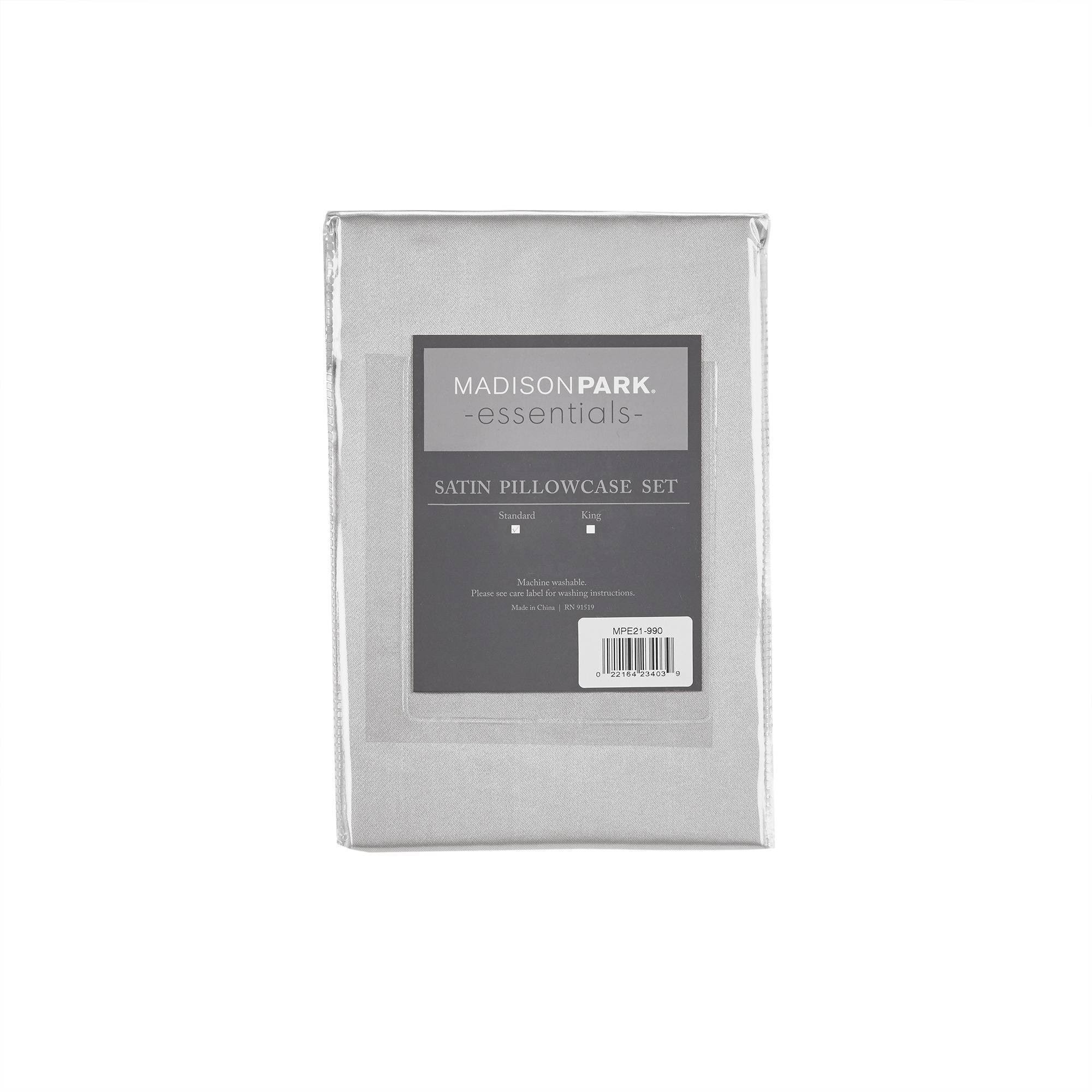 Madison Park Essentials Satin Pillowcase Pair - Standard Light Grey