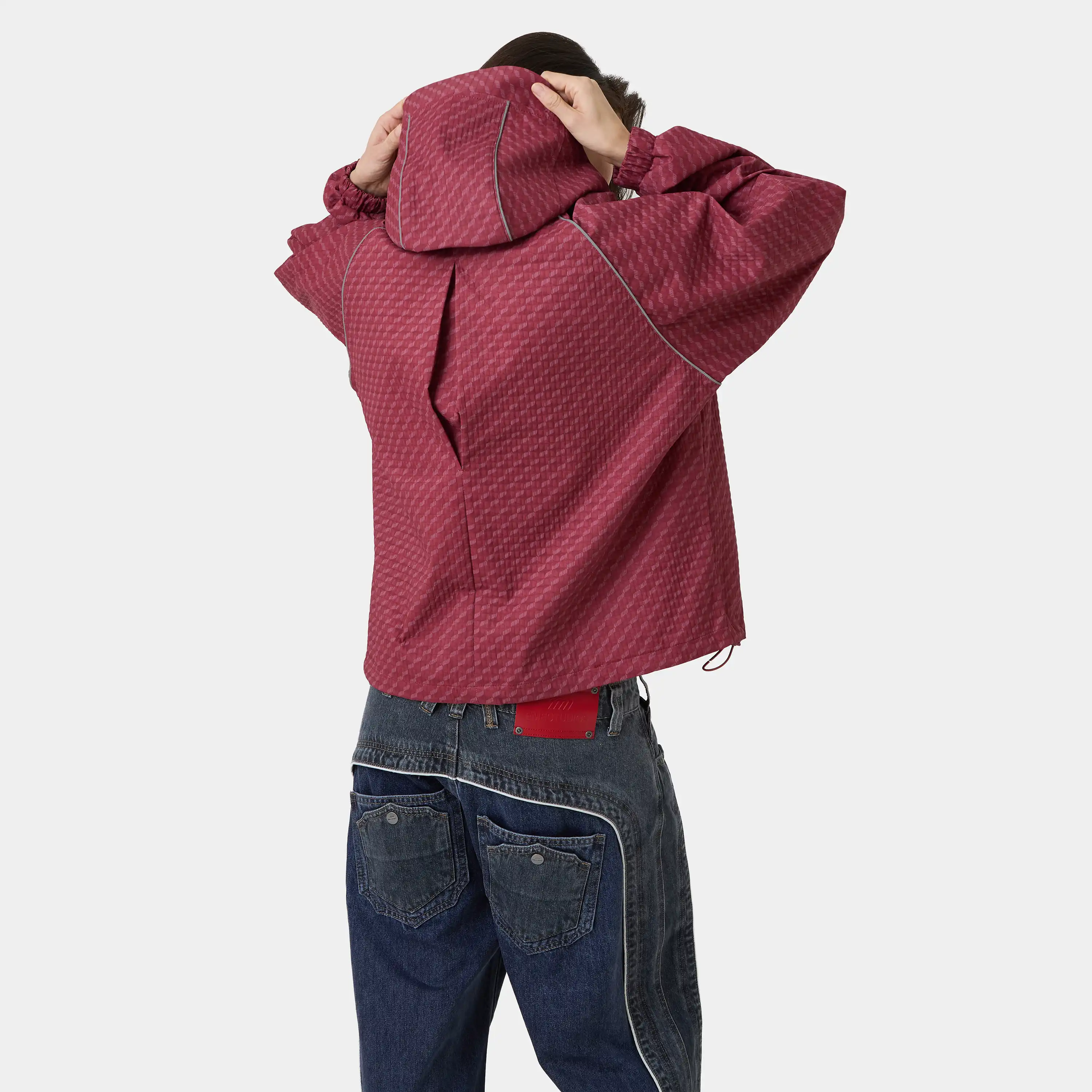 Echo Burgundy Grid Windbreaker